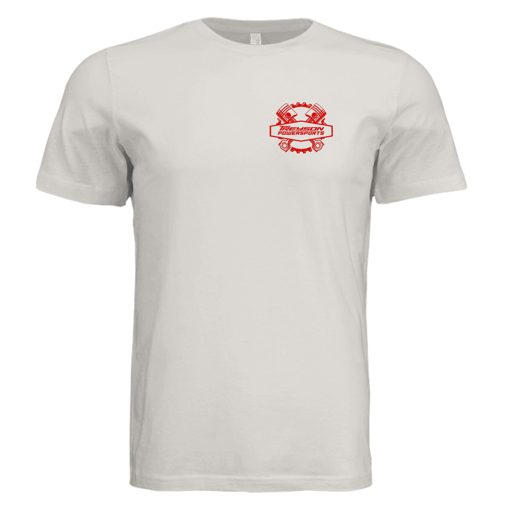 Vintage White - 3001C - FRONT - Treyson Powersports BC graphic adult t-shirt  — front view, custom print-on-demand by Stu Borncat Creations
