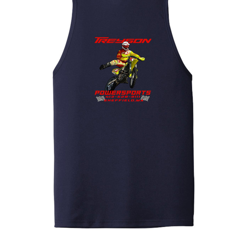 True Navy - ST356 - BACK-Treyson Powersports motorcycle graphic adult tank top , custom print-on-demand by Stu Borncat Creations