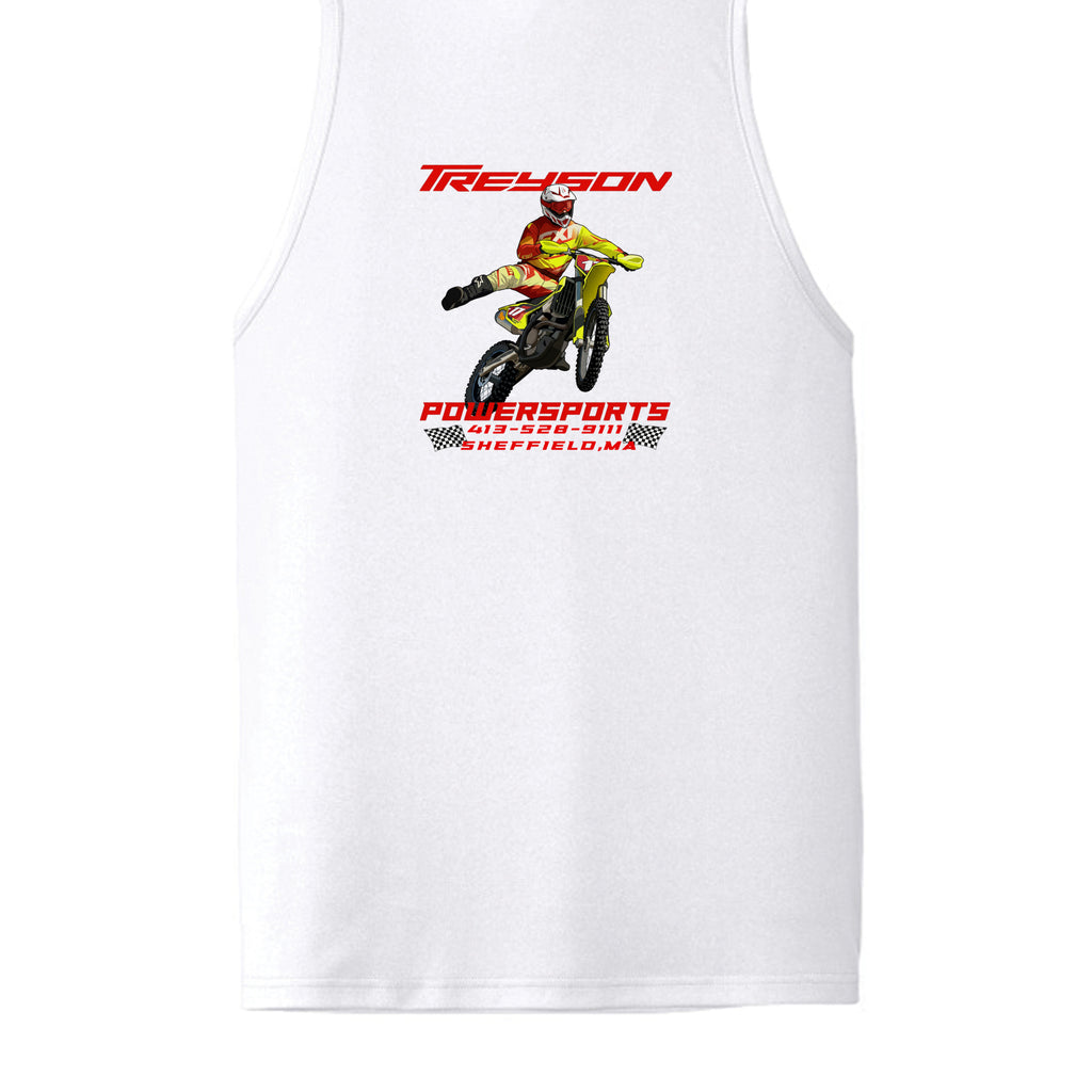 White - ST356 - BACK-Treyson Powersports motorcycle graphic adult tank top , custom print-on-demand by Stu Borncat Creations