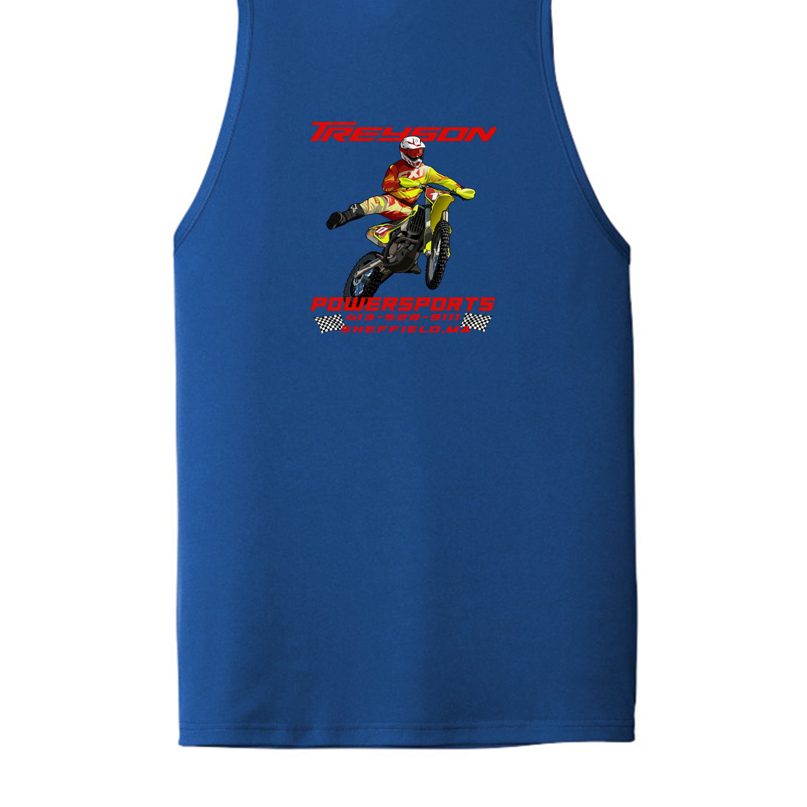 True Royal - ST356 - BACK-Treyson Powersports motorcycle graphic adult tank top , custom print-on-demand by Stu Borncat Creations