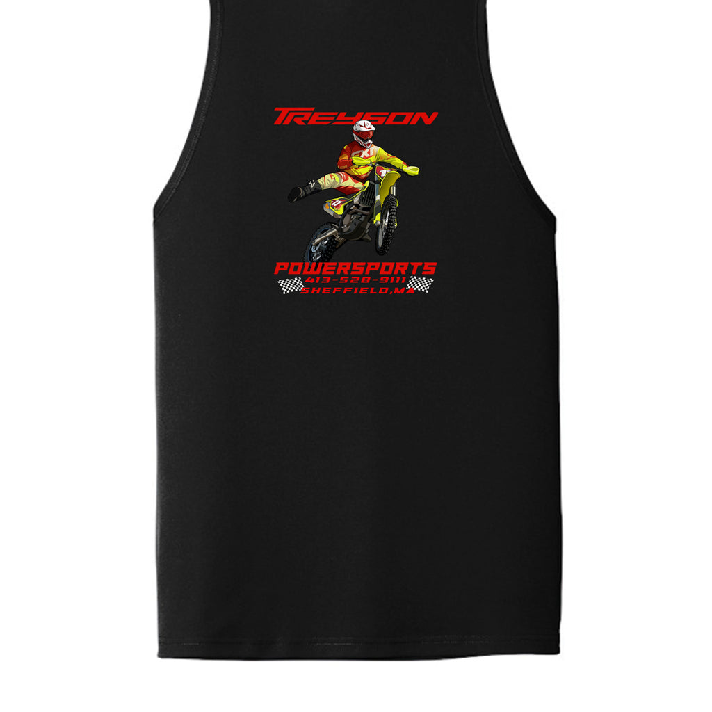 Black - ST356 - BACK-Treyson Powersports motorcycle graphic adult tank top , custom print-on-demand by Stu Borncat Creations