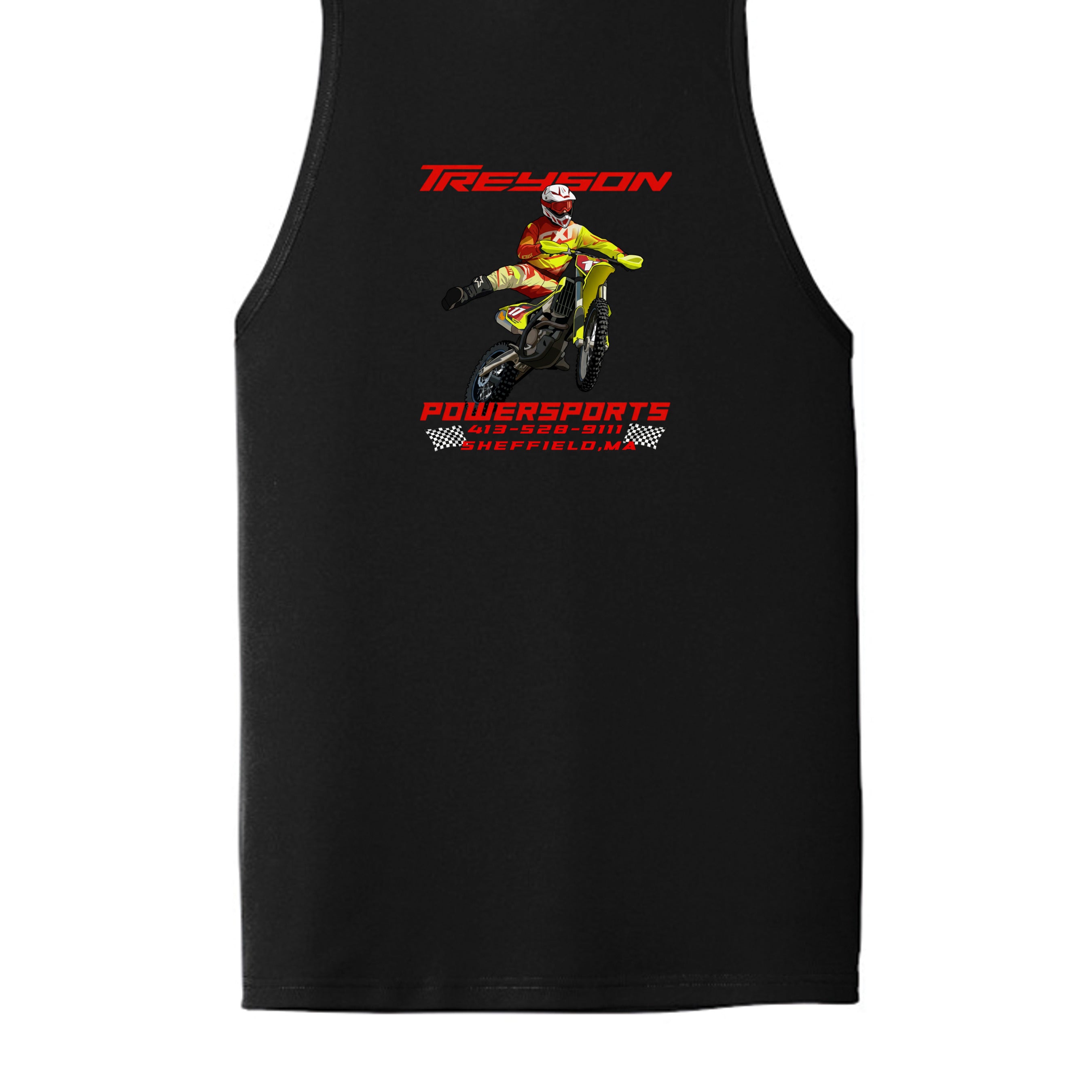 Black - ST356 - BACK-Treyson Powersports motorcycle graphic adult tank top , custom print-on-demand by Stu Borncat Creations