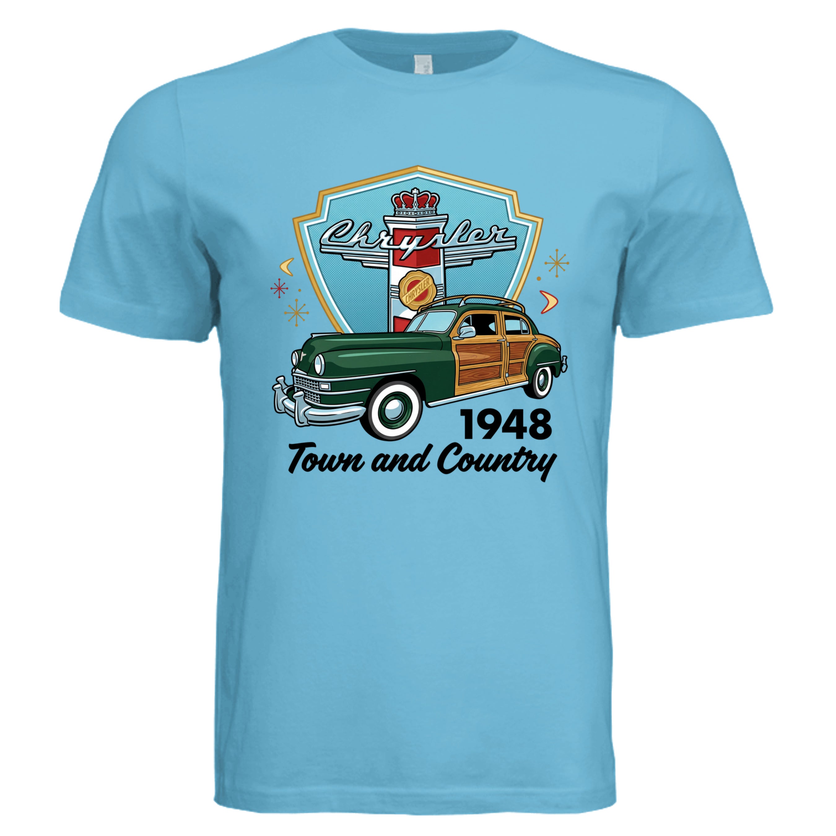 OCEAN BLUE - Pauls Woodie retro car lover graphic tee — Carz collection by Stu Borncat Creations