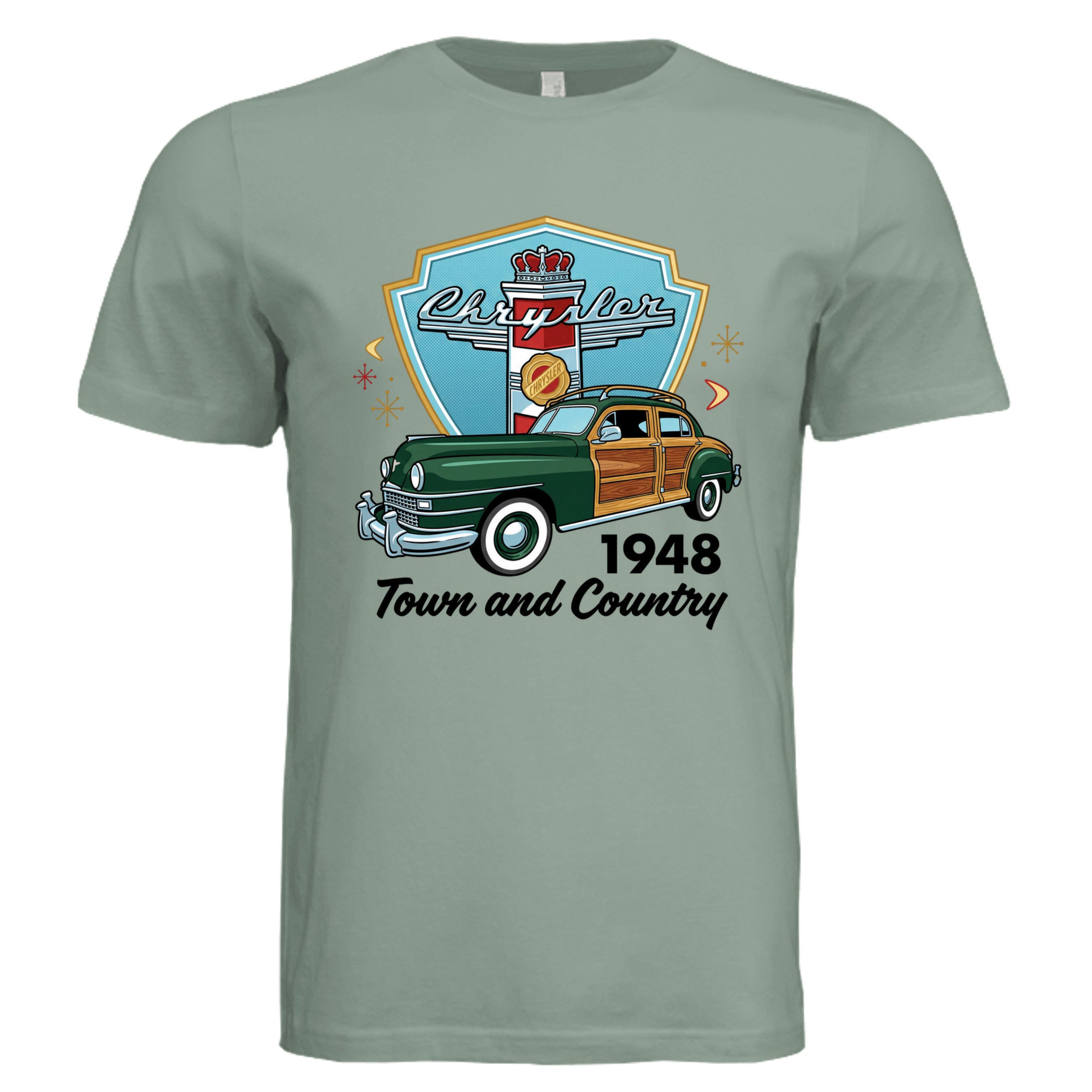 Sage - Pauls Woodie retro car lover graphic tee — Carz collection by Stu Borncat Creations