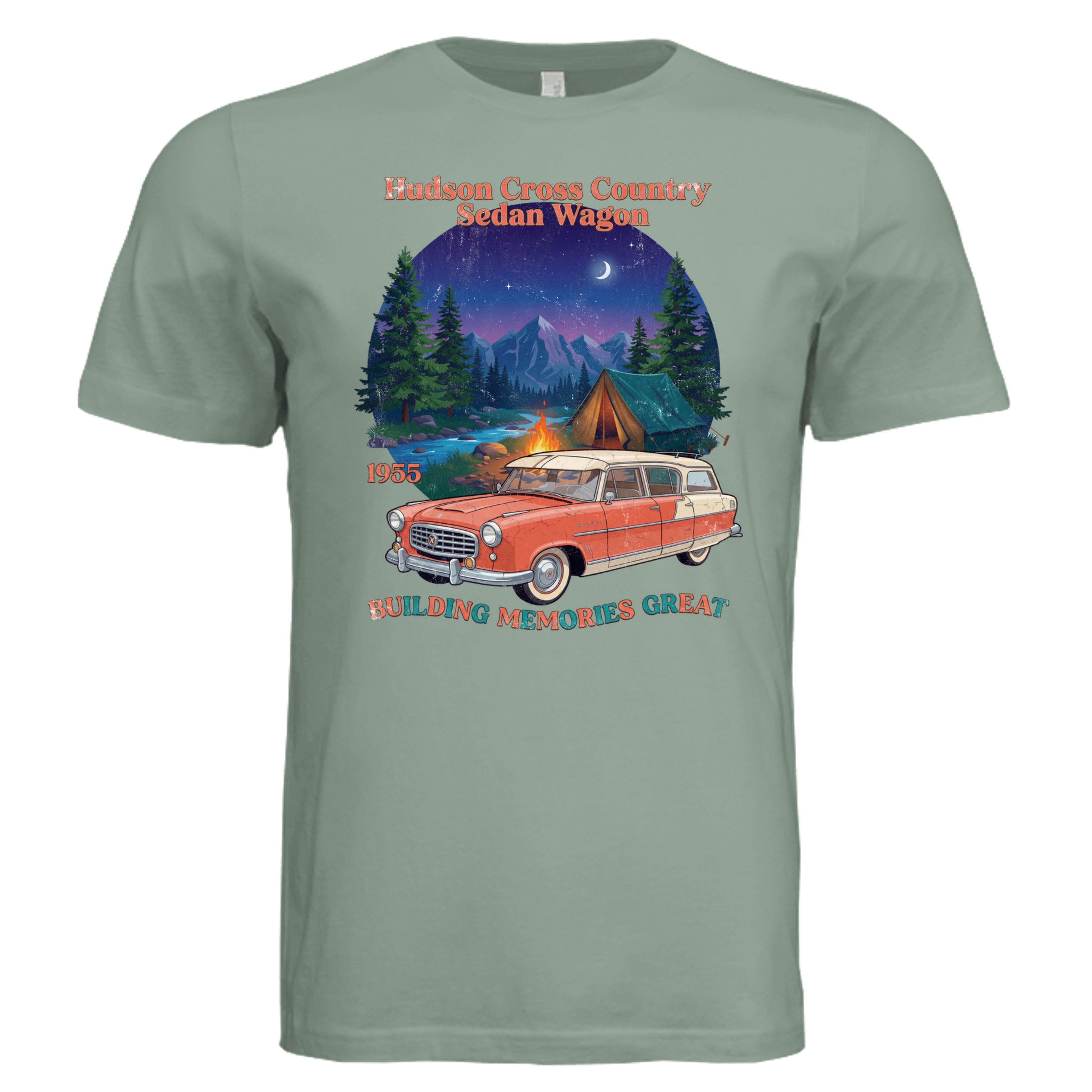 Sage - 1955 Hudson Wagon retro car lover graphic tee — Carz collection by Stu Borncat Creations