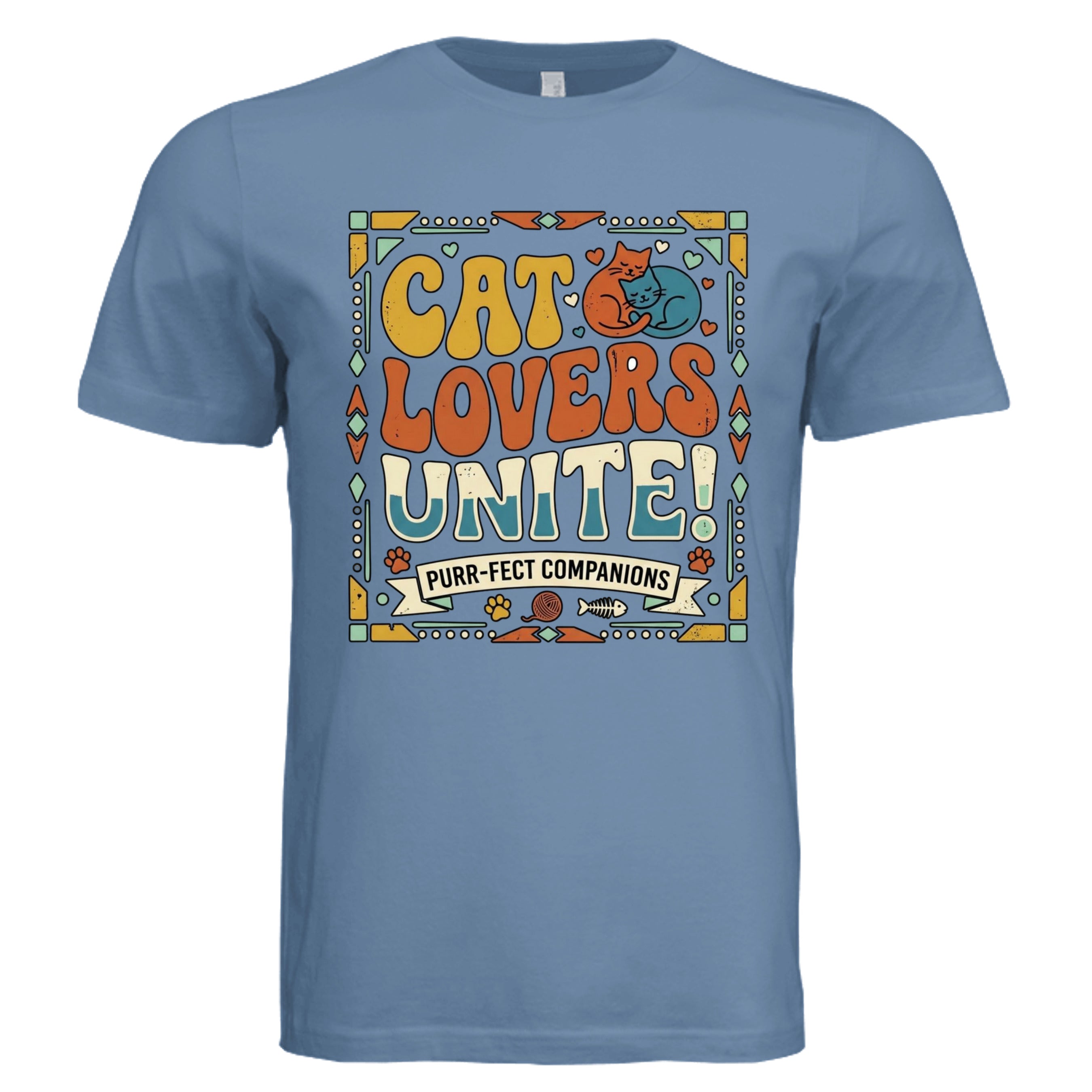 Slate - Camper Cat retro cat lover graphic tee — outdoor adventure cat DTF print by Stu Borncat Creations
