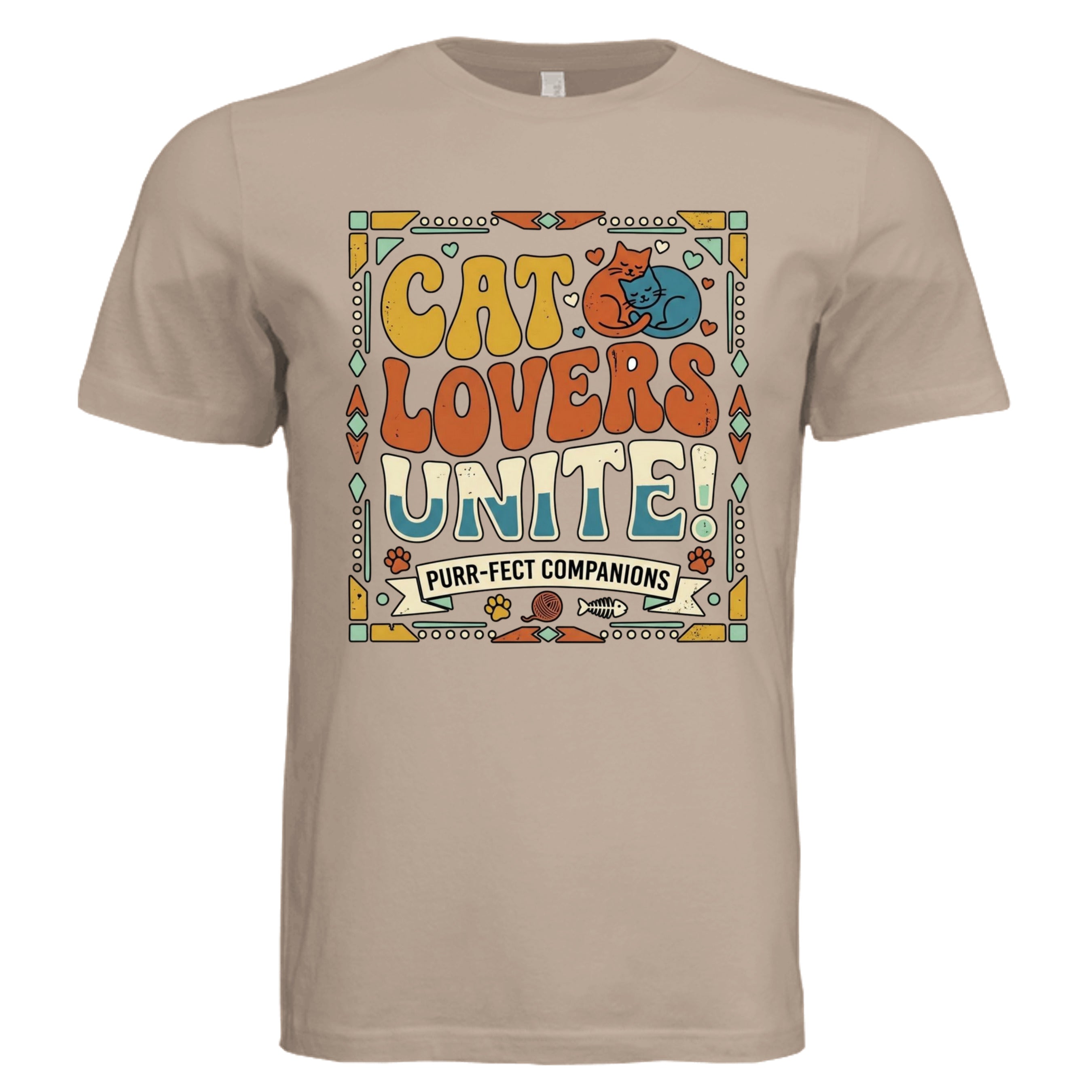 Dust - Camper Cat retro cat lover graphic tee — outdoor adventure cat DTF print by Stu Borncat Creations
