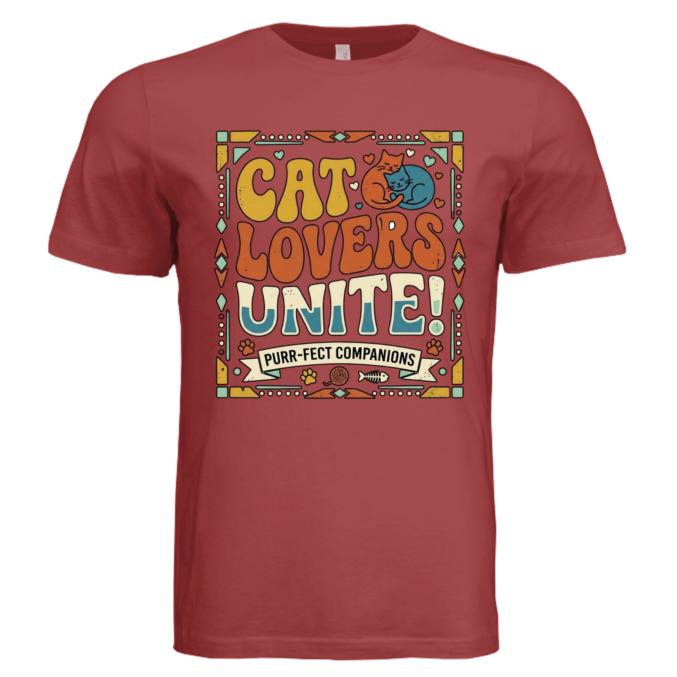 RUST - Camper Cat retro cat lover graphic tee — outdoor adventure cat DTF print by Stu Borncat Creations
