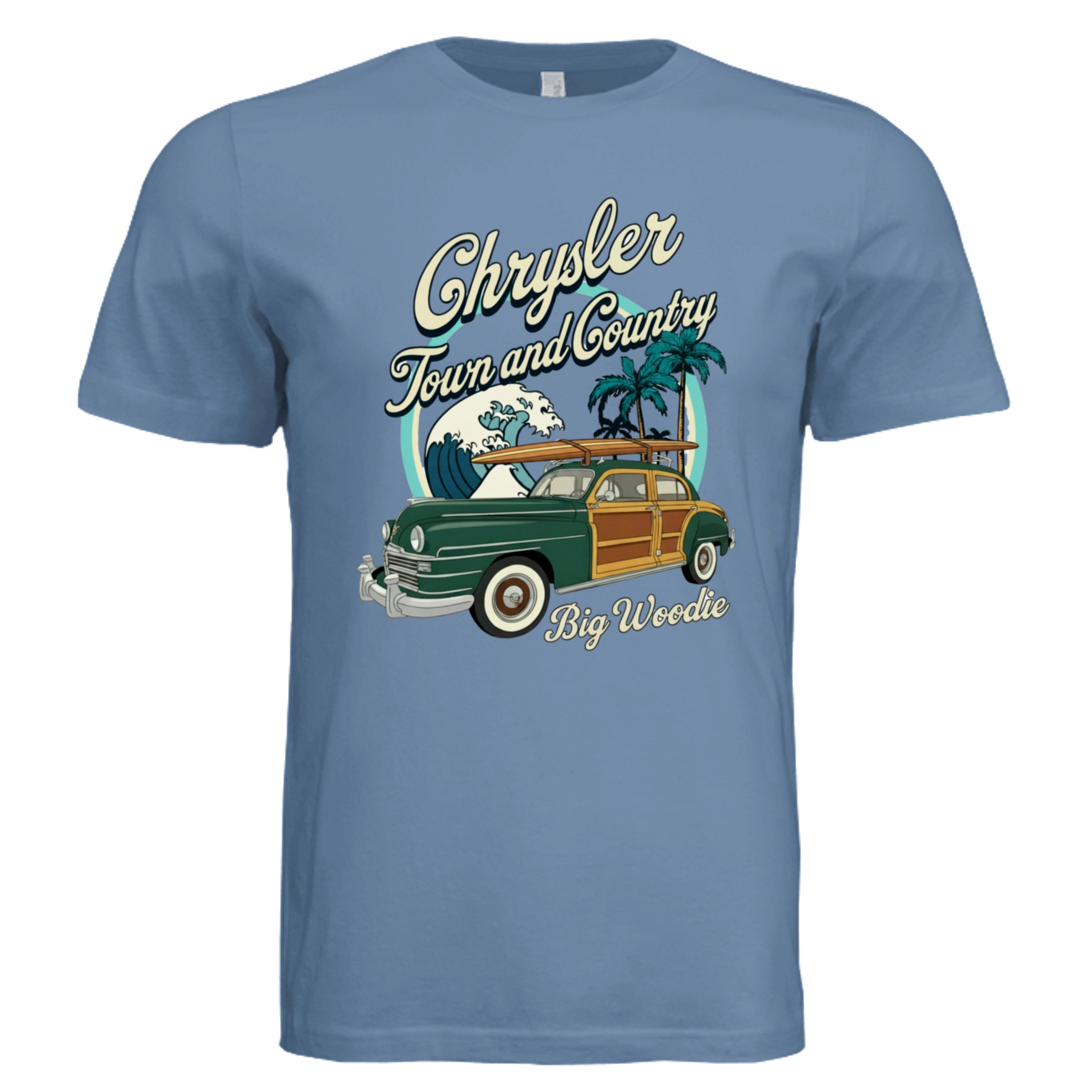 Slate - Big Woodie Chrysler Town & Country retro car lover graphic tee — Carz collection by Stu Borncat Creations