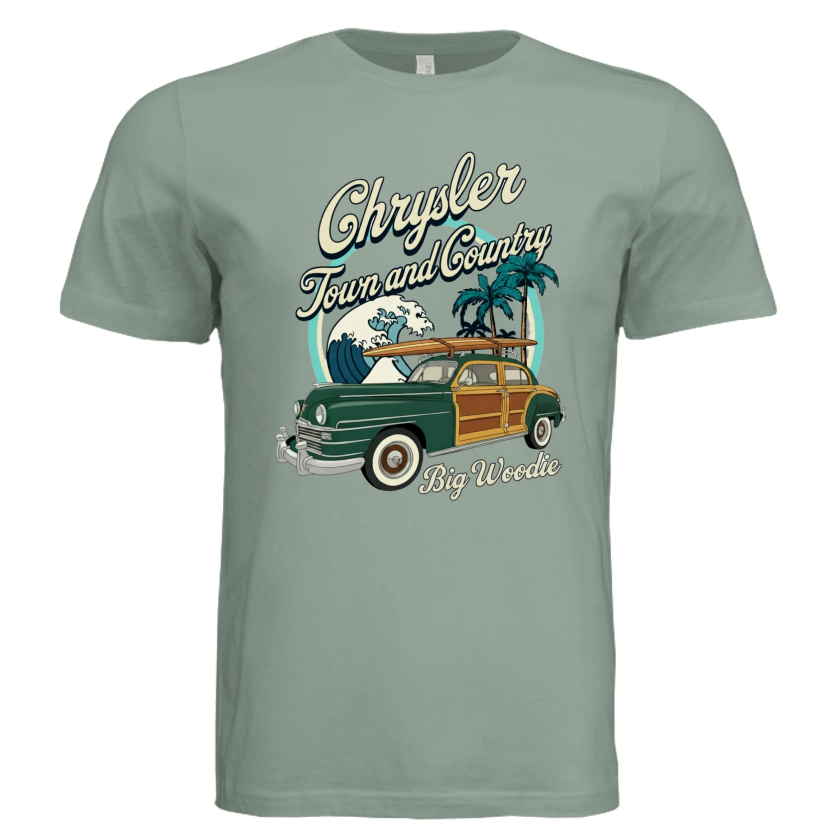 Sage - Big Woodie Chrysler Town & Country retro car lover graphic tee — Carz collection by Stu Borncat Creations