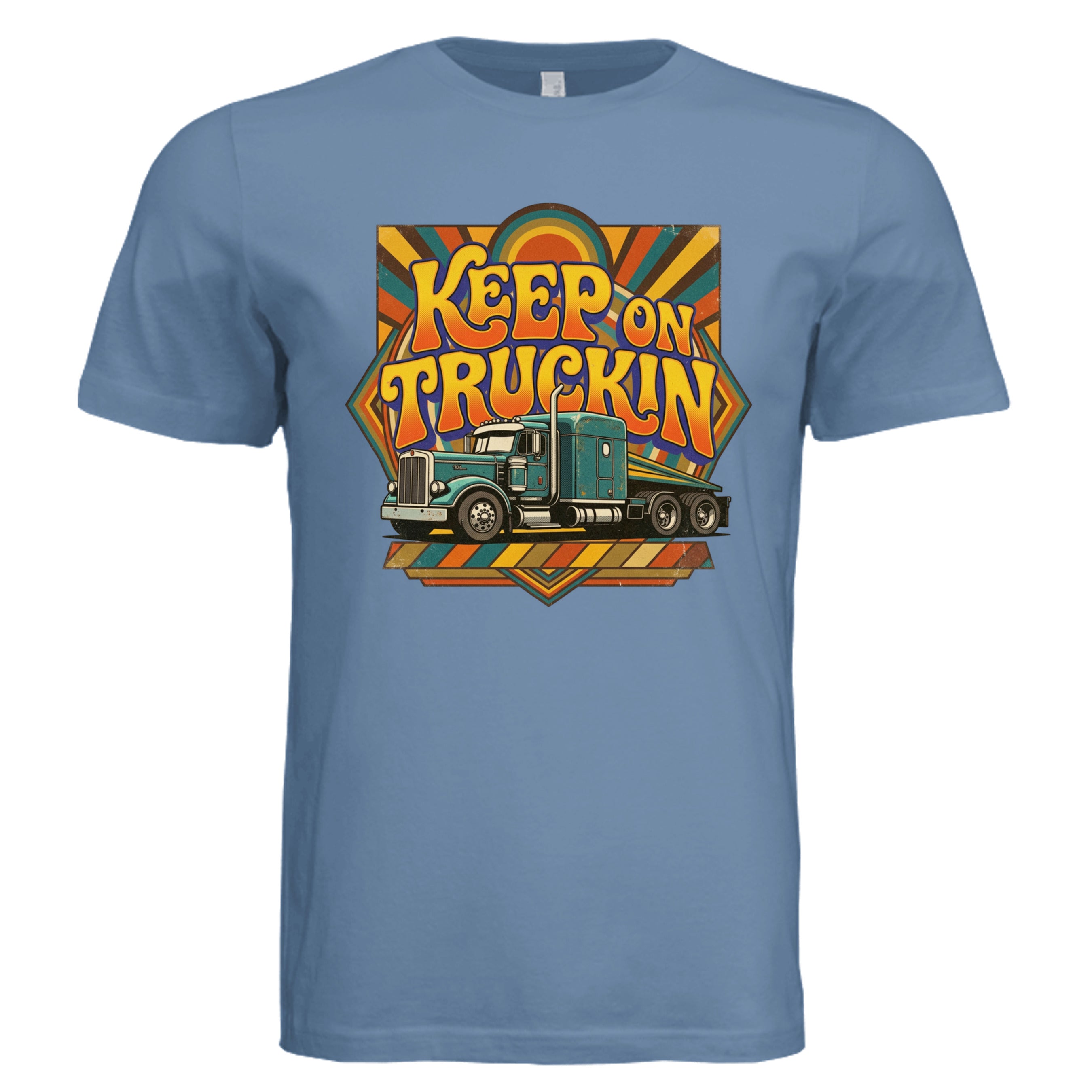 Slate - Keep on Truckin' retro trucker graphic tee — Carz collection by Stu Borncat Creations