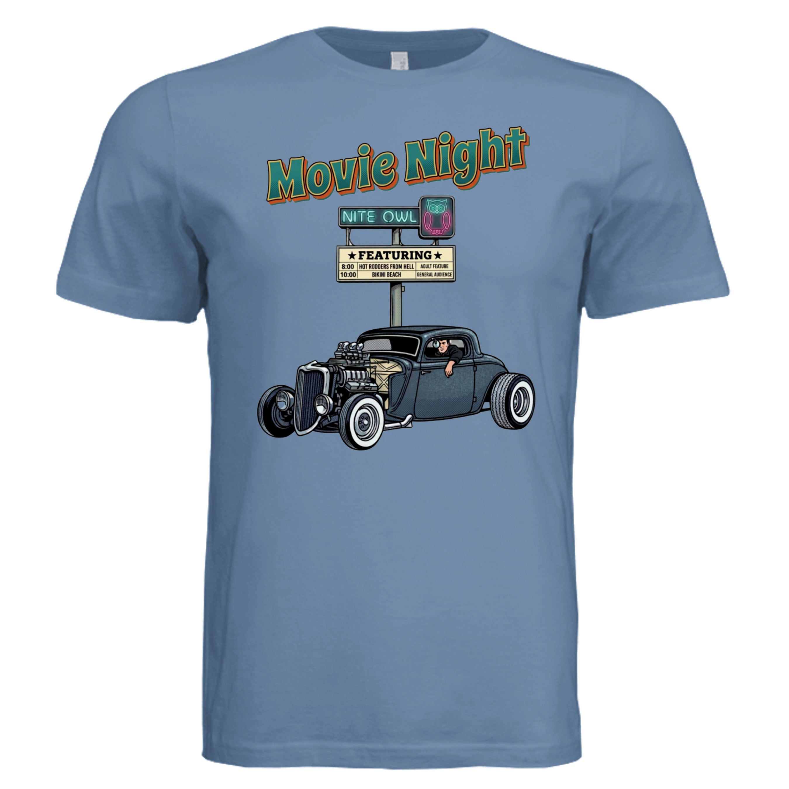 Slate - Movie Night retro car lover graphic tee — Carz collection by Stu Borncat Creation