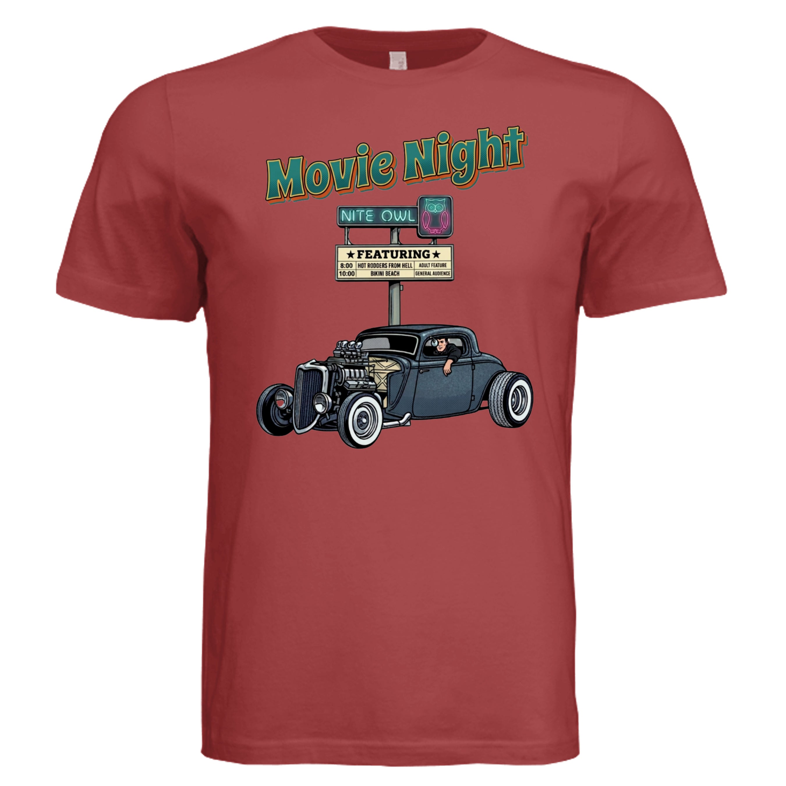 RUST - Movie Night retro car lover graphic tee — Carz collection by Stu Borncat Creation