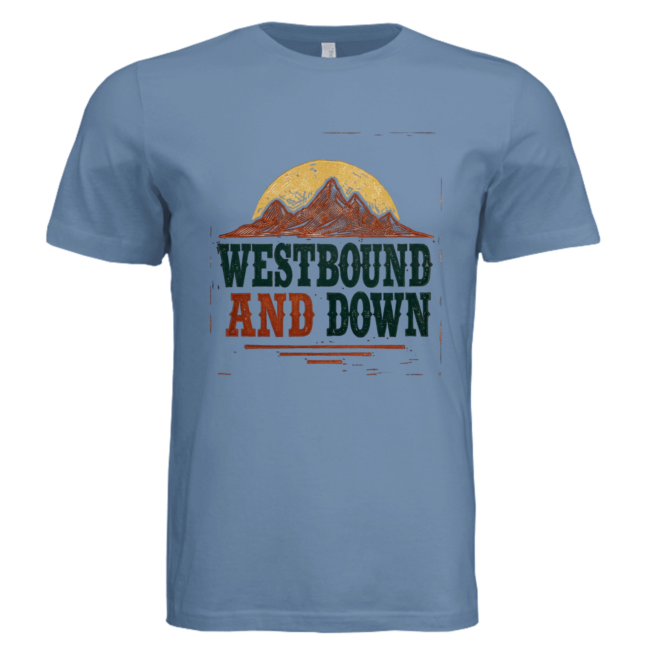 Slate - Westbound And Down retro trucker graphic tee — Carz collection by Stu Borncat Creations