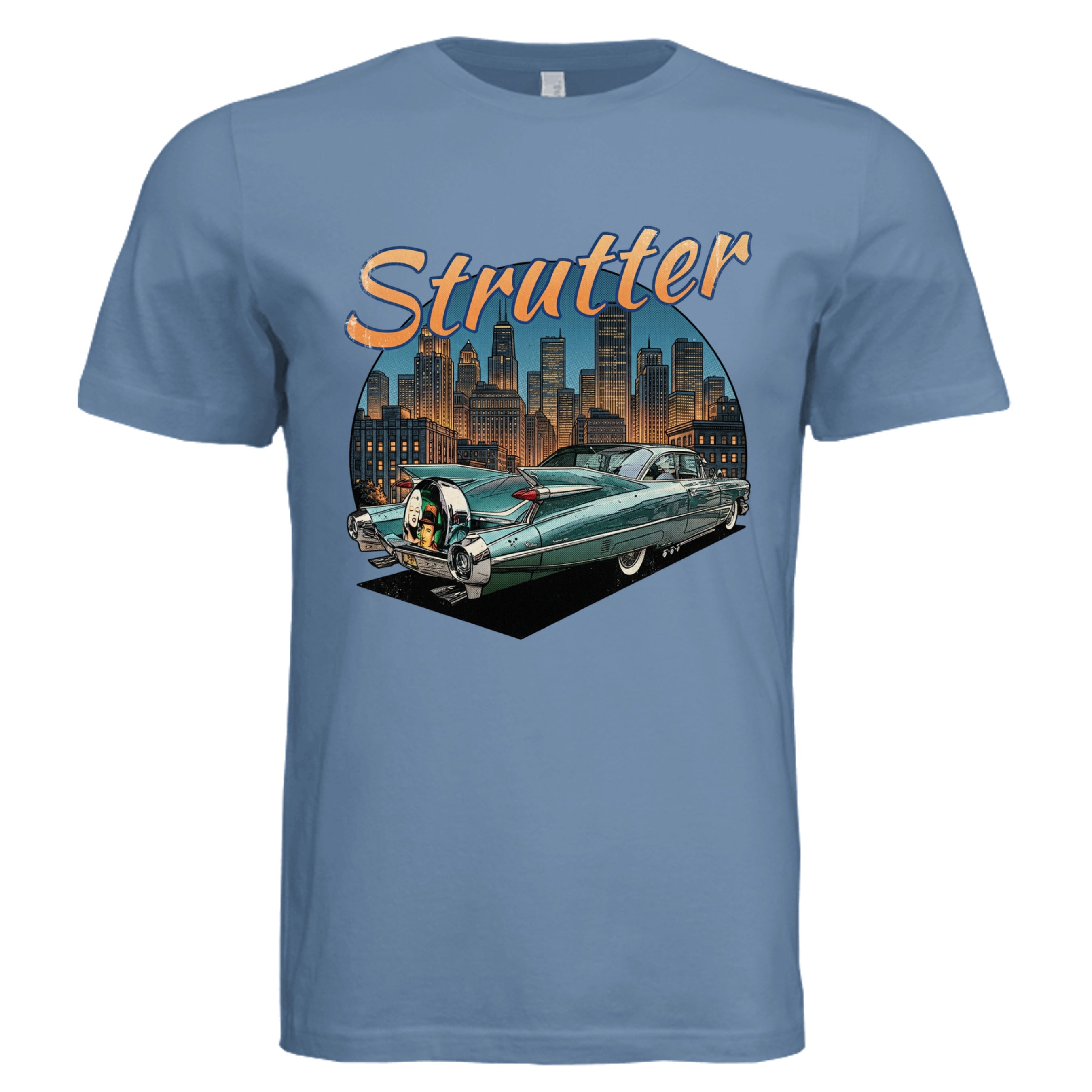 Slate - Cadillac Strutter retro car lover graphic tee — Carz collection by Stu Borncat Creations