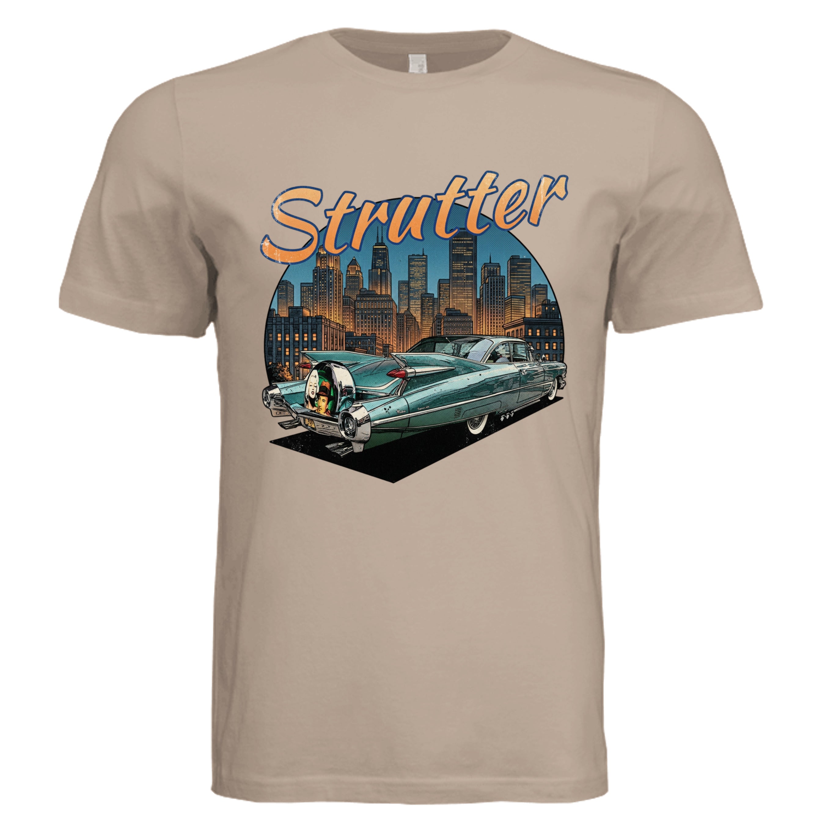 Dust - Cadillac Strutter retro car lover graphic tee — Carz collection by Stu Borncat Creations
