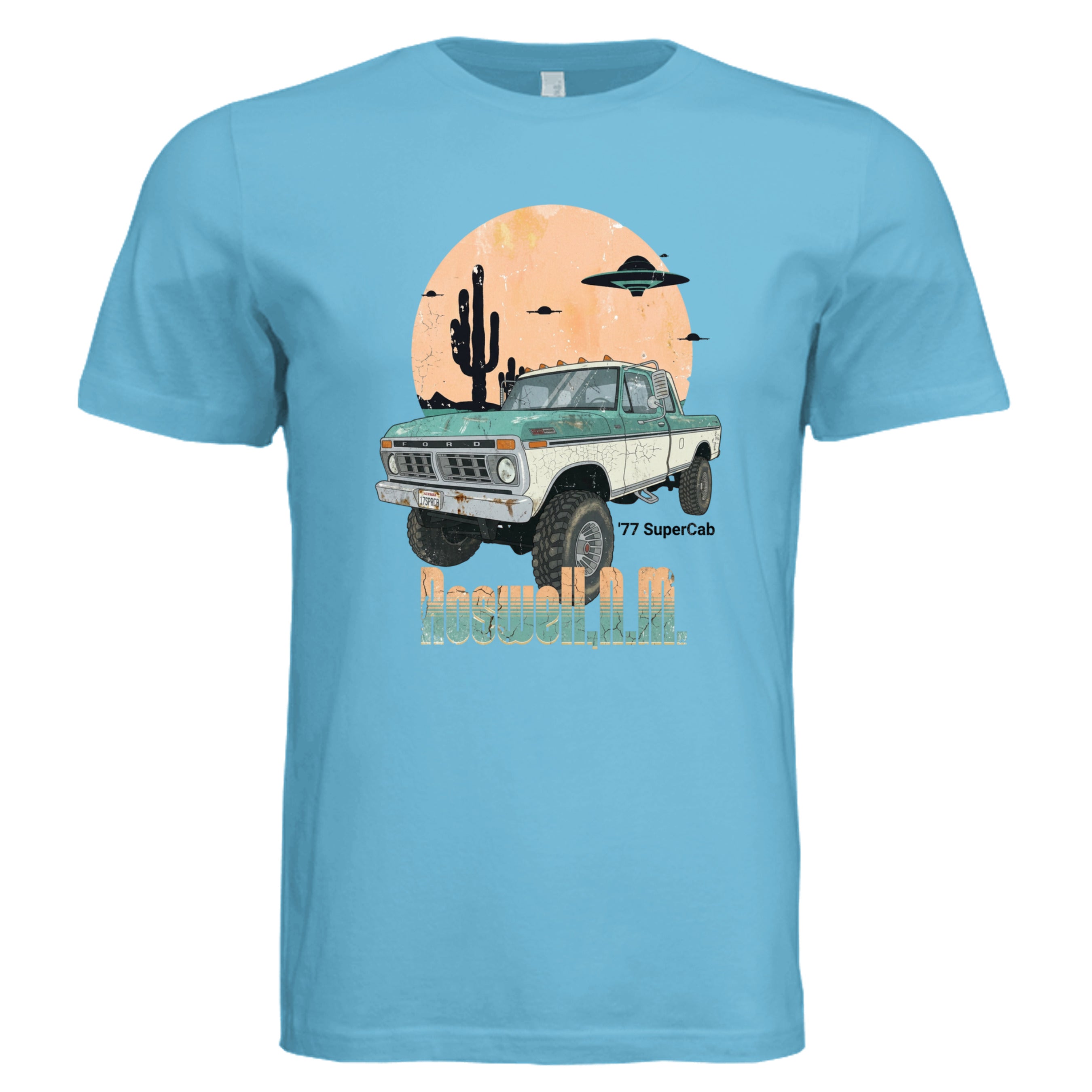 OCEAN BLUE - 77 Supercab retro truck lover graphic tee — Carz collection by Stu Borncat Creations