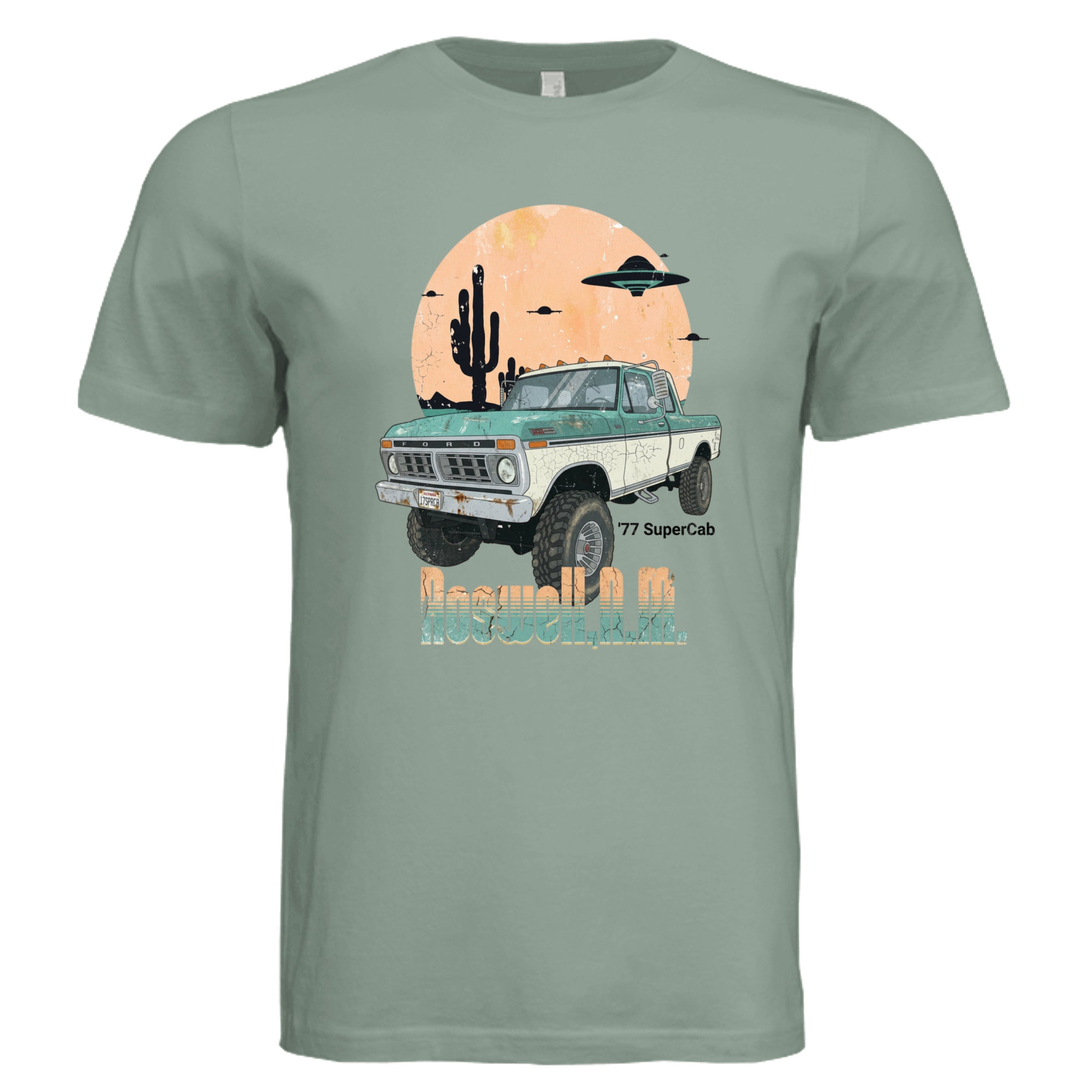 Sage - 77 Supercab retro truck lover graphic tee — Carz collection by Stu Borncat Creations