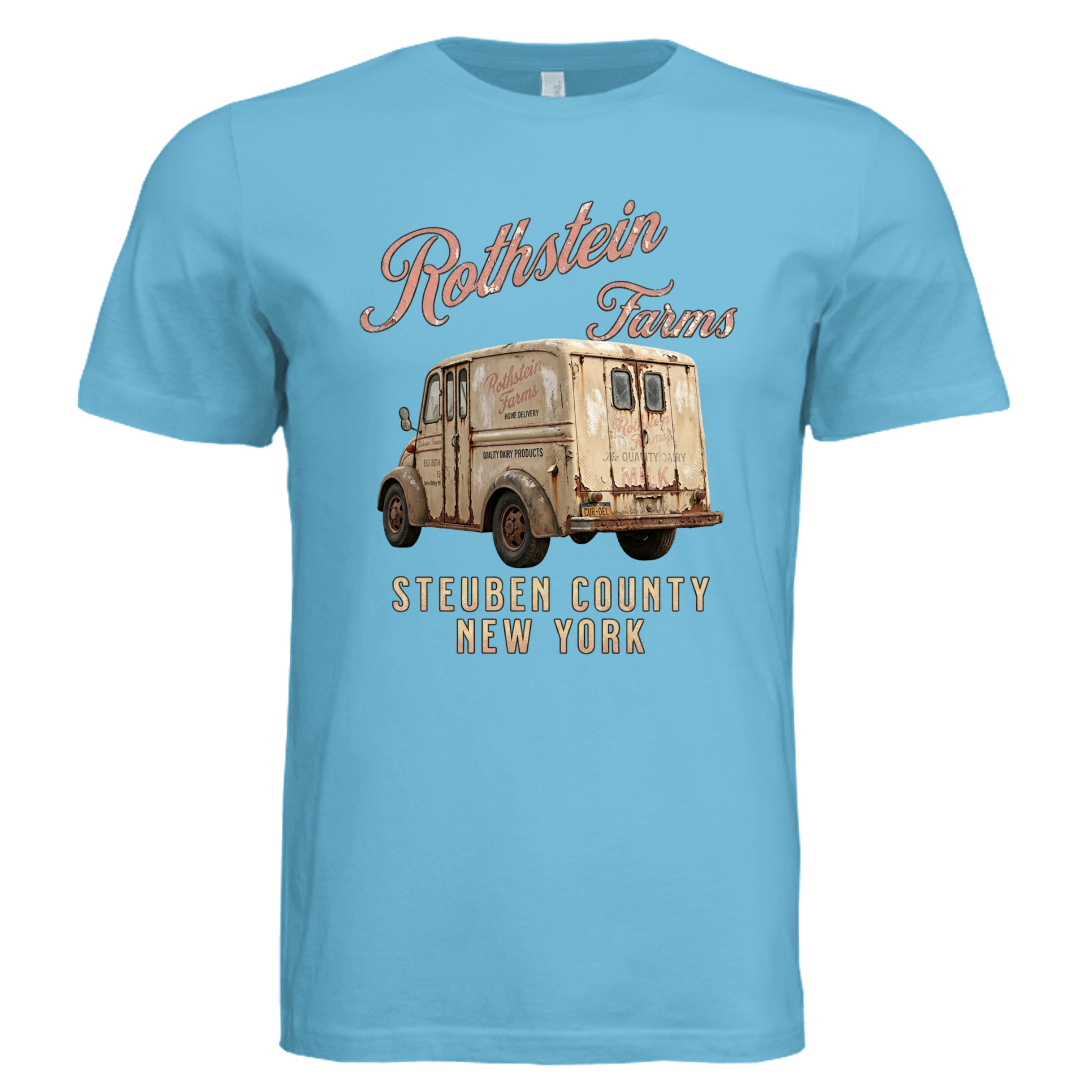 OCEAN BLUE - Rothstein Farms retro trucker graphic tee — Carz collection by Stu Borncat Creations