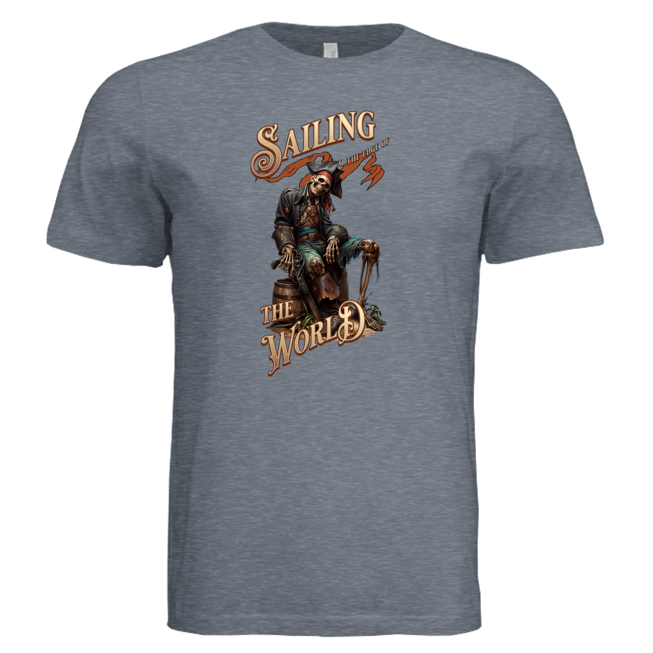 Vintage Denim -  Spooky ghost ship sailing Halloween graphic tee — nautical DTF print by Stu Borncat Creations