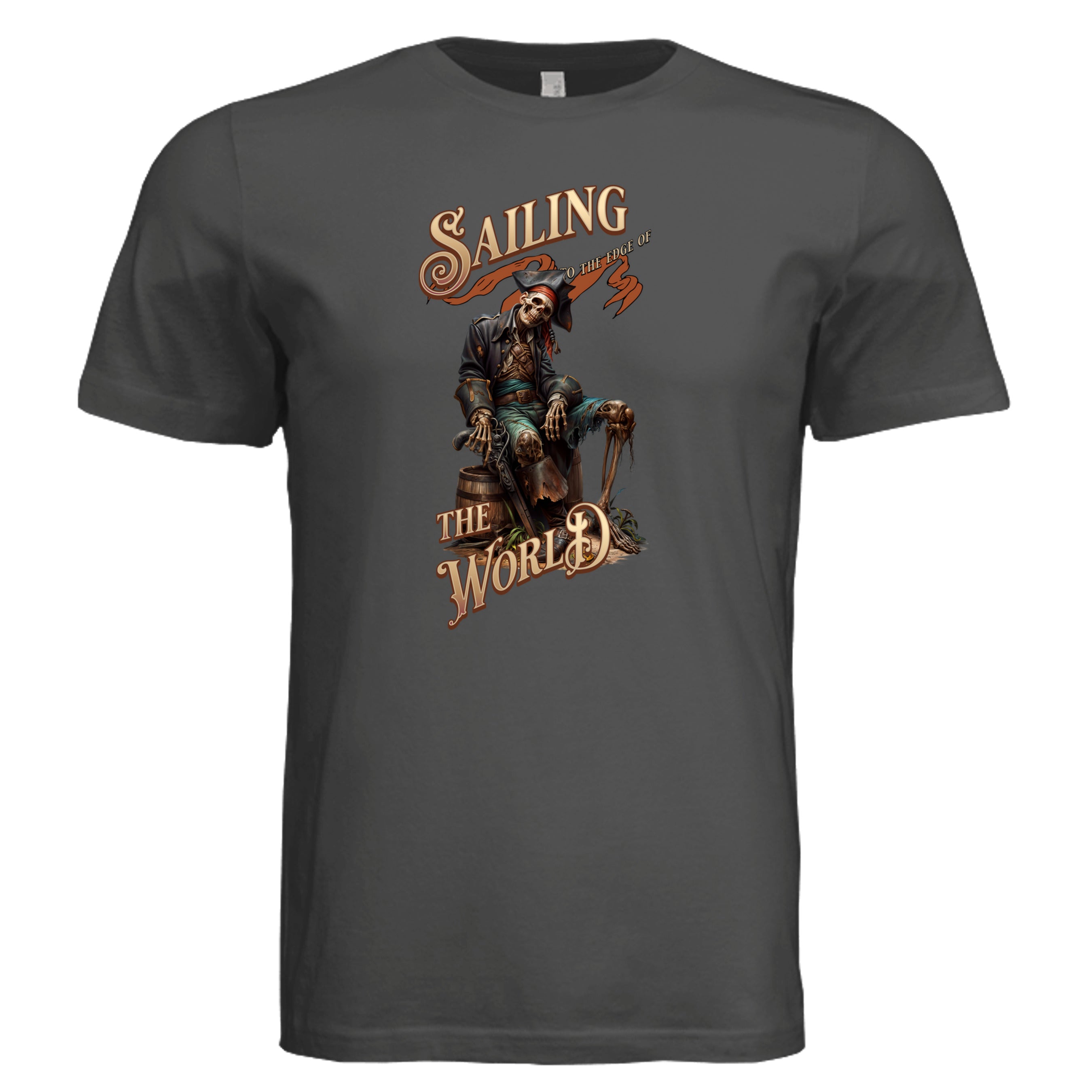 DARK GREY -  Spooky ghost ship sailing Halloween graphic tee — nautical DTF print by Stu Borncat Creations