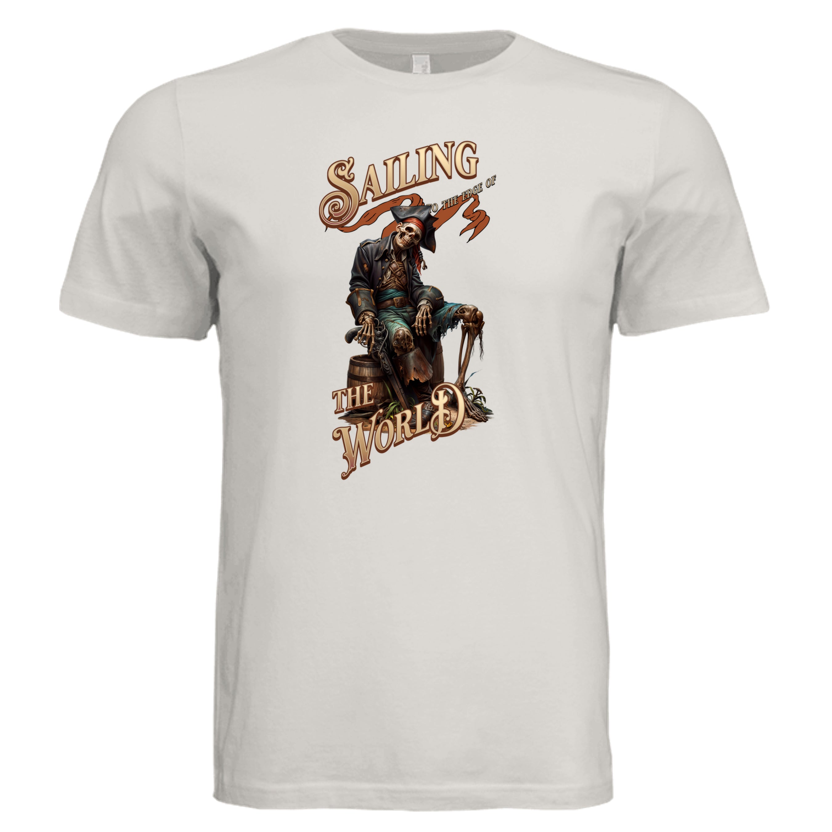 Vintage White - Spooky ghost ship sailing Halloween graphic tee — nautical DTF print by Stu Borncat Creations
