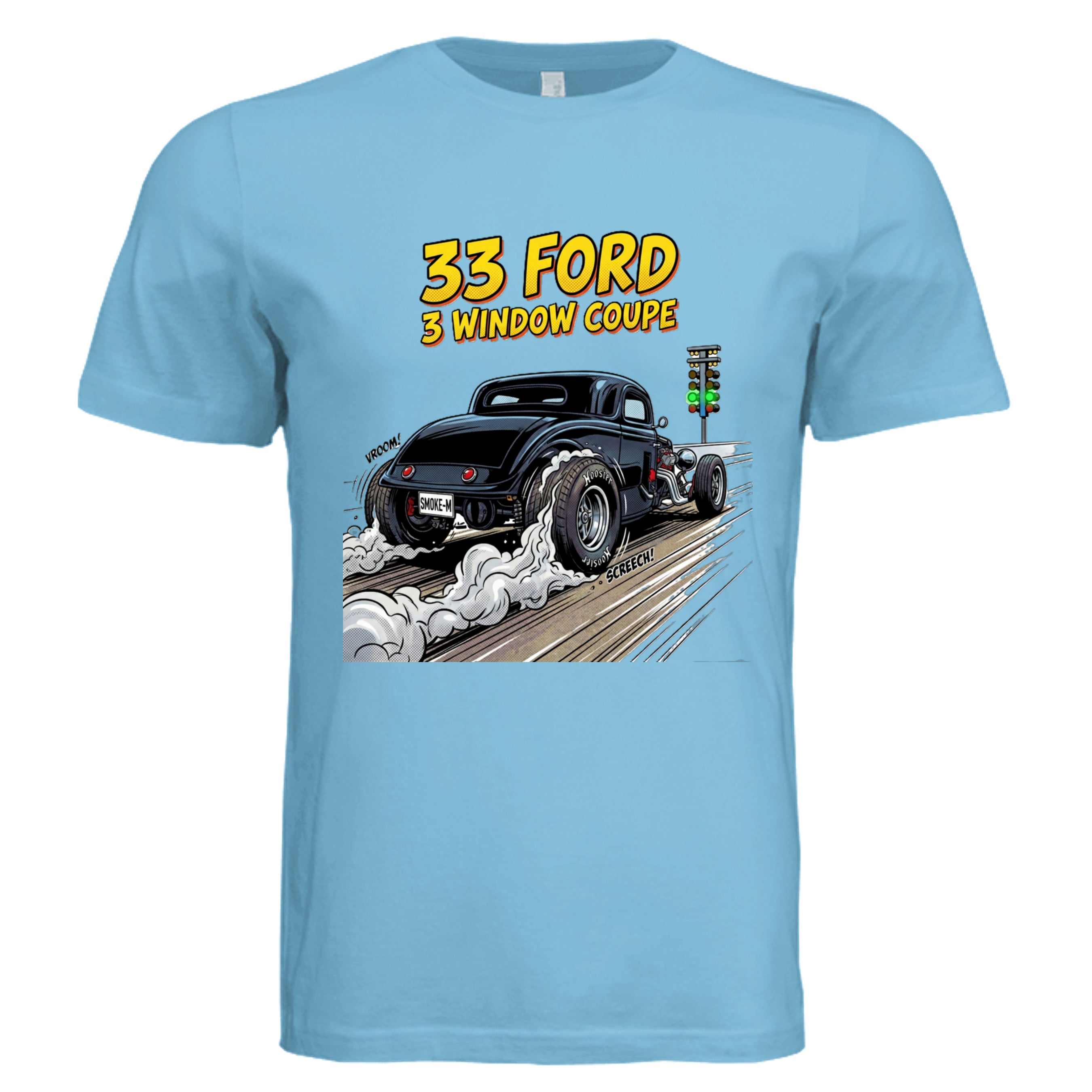 TURQUOISE - 33 Ford Coupe comic car lover graphic tee — Carz collection by Stu Borncat Creations