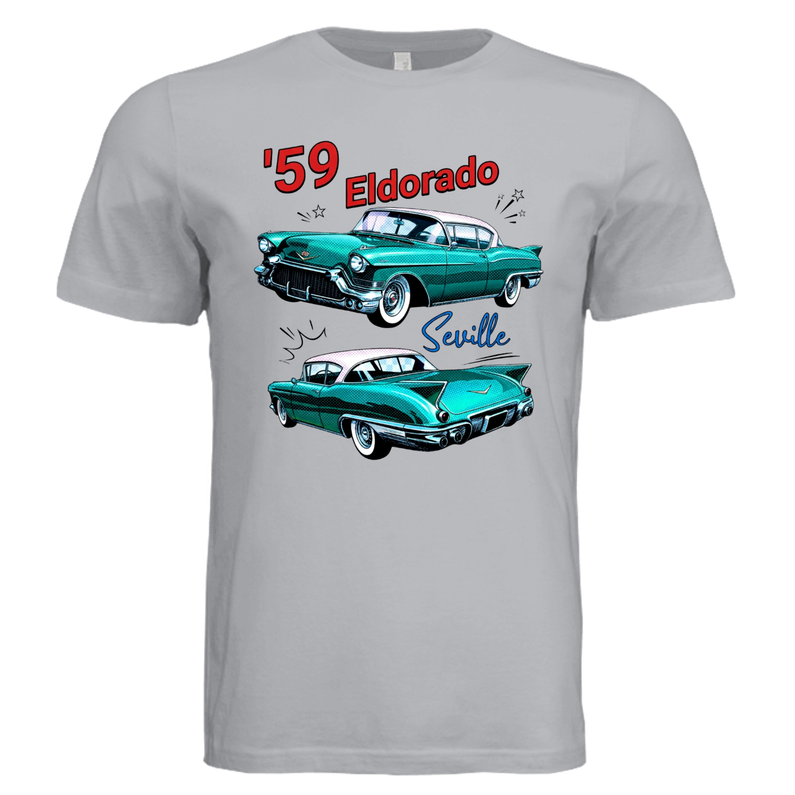 Solid Athletic Grey - 59 Eldorado Seville comic car lover graphic tee — Carz collection by Stu Borncat Creations