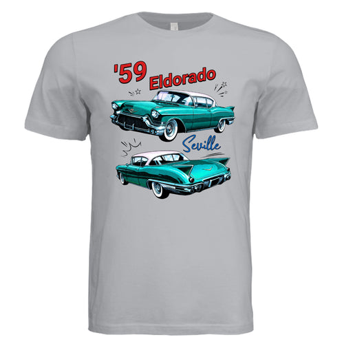 Solid Athletic Grey - 59 Eldorado Seville comic car lover graphic tee — Carz collection by Stu Borncat Creations