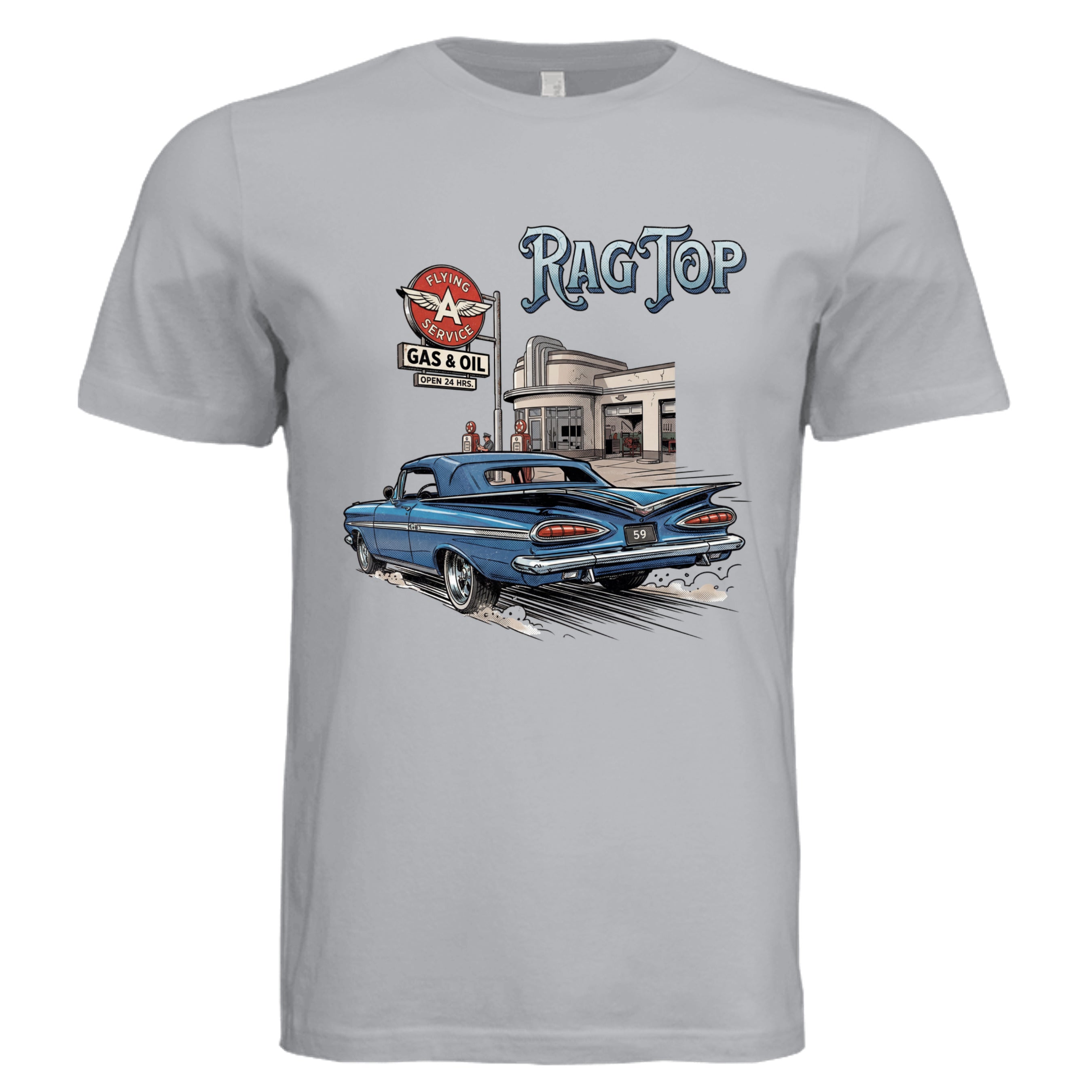 Solid Athletic Grey - 59 Impala comic car lover graphic tee — Carz collection by Stu Borncat Creations