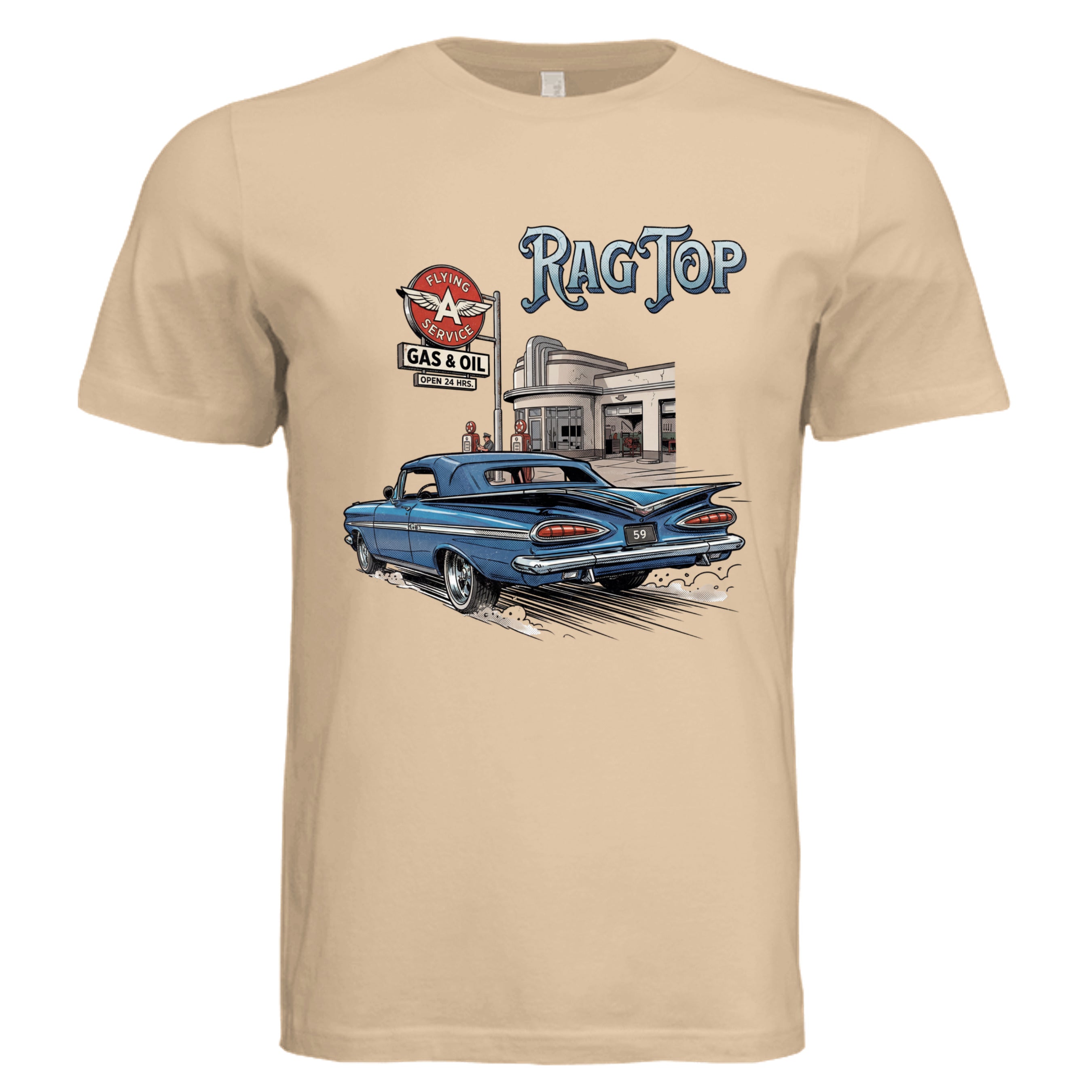 Sand Dune - 59 Impala comic car lover graphic tee — Carz collection by Stu Borncat Creations