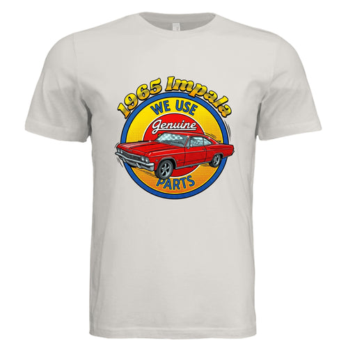 Vintage White -65 Impala comic car lover graphic tee — Carz collection by Stu Borncat Creations