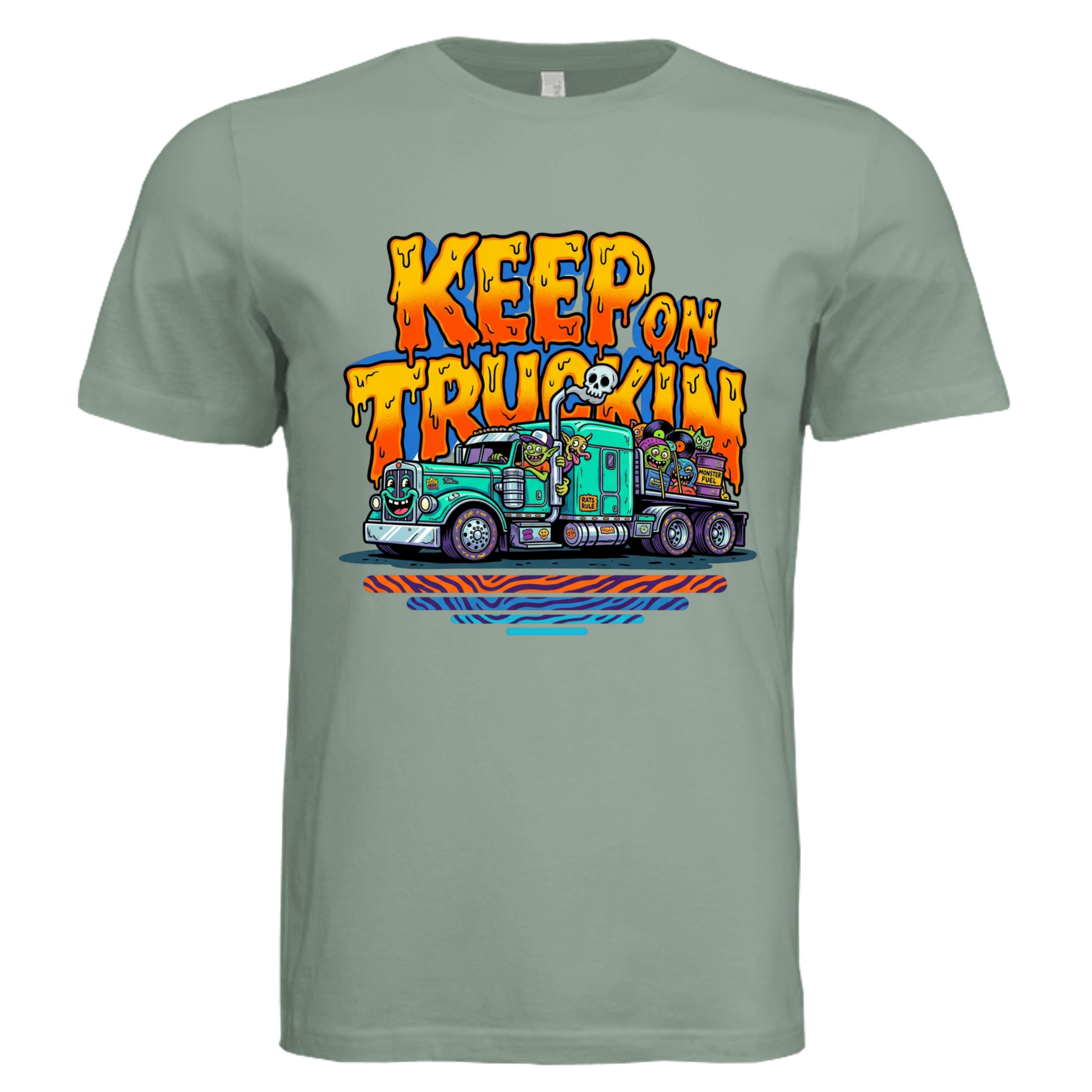 Sage - Keep on Truckin' low brow trucker graphic tee — Carz collection by Stu Borncat Creations