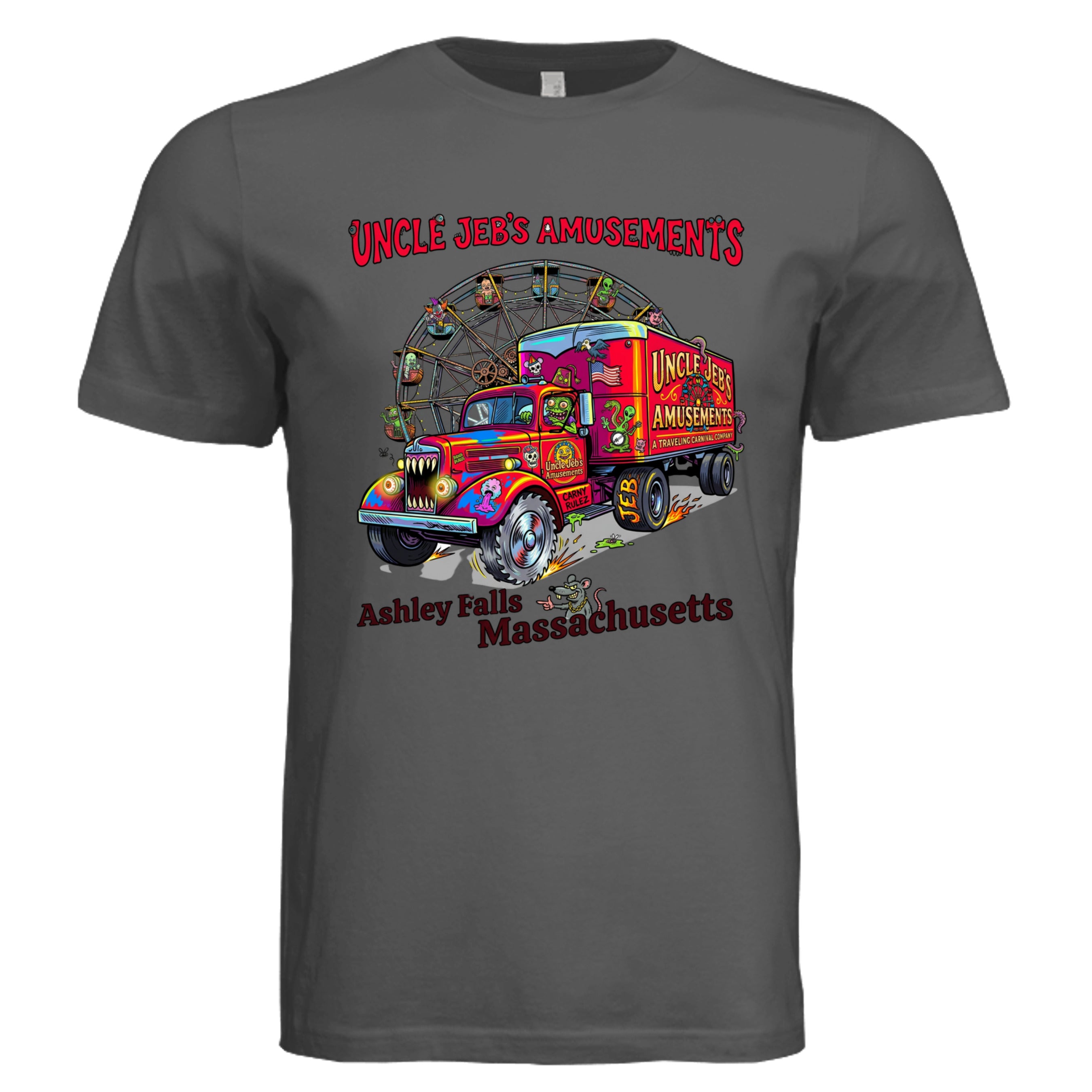 ASPHALT - Mass Uncle Jeb's low brow trucker graphic tee — Carz collection by Stu Borncat Creations