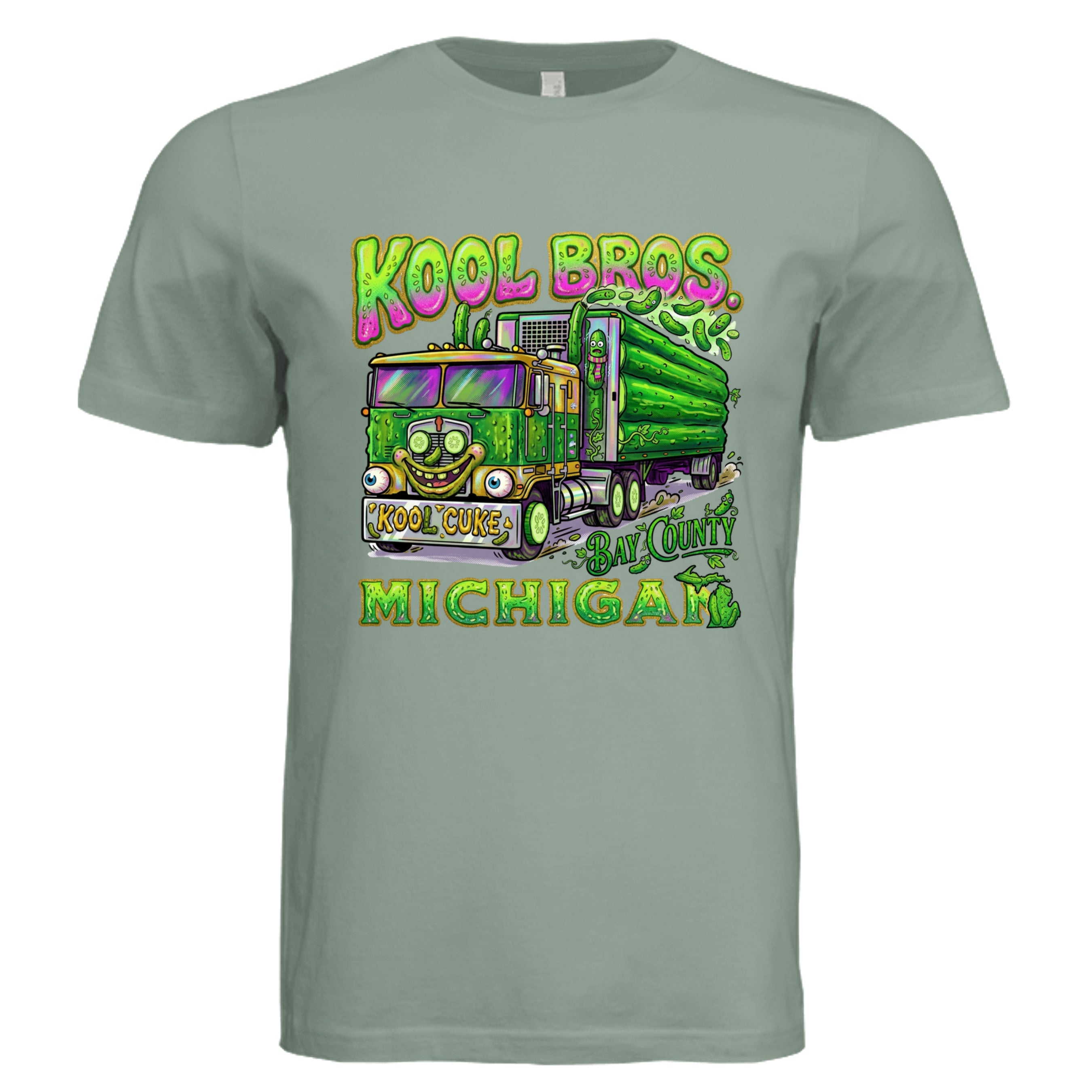 Sage - Michigan Kool Bros low brow trucker graphic tee — Carz collection by Stu Borncat Creations