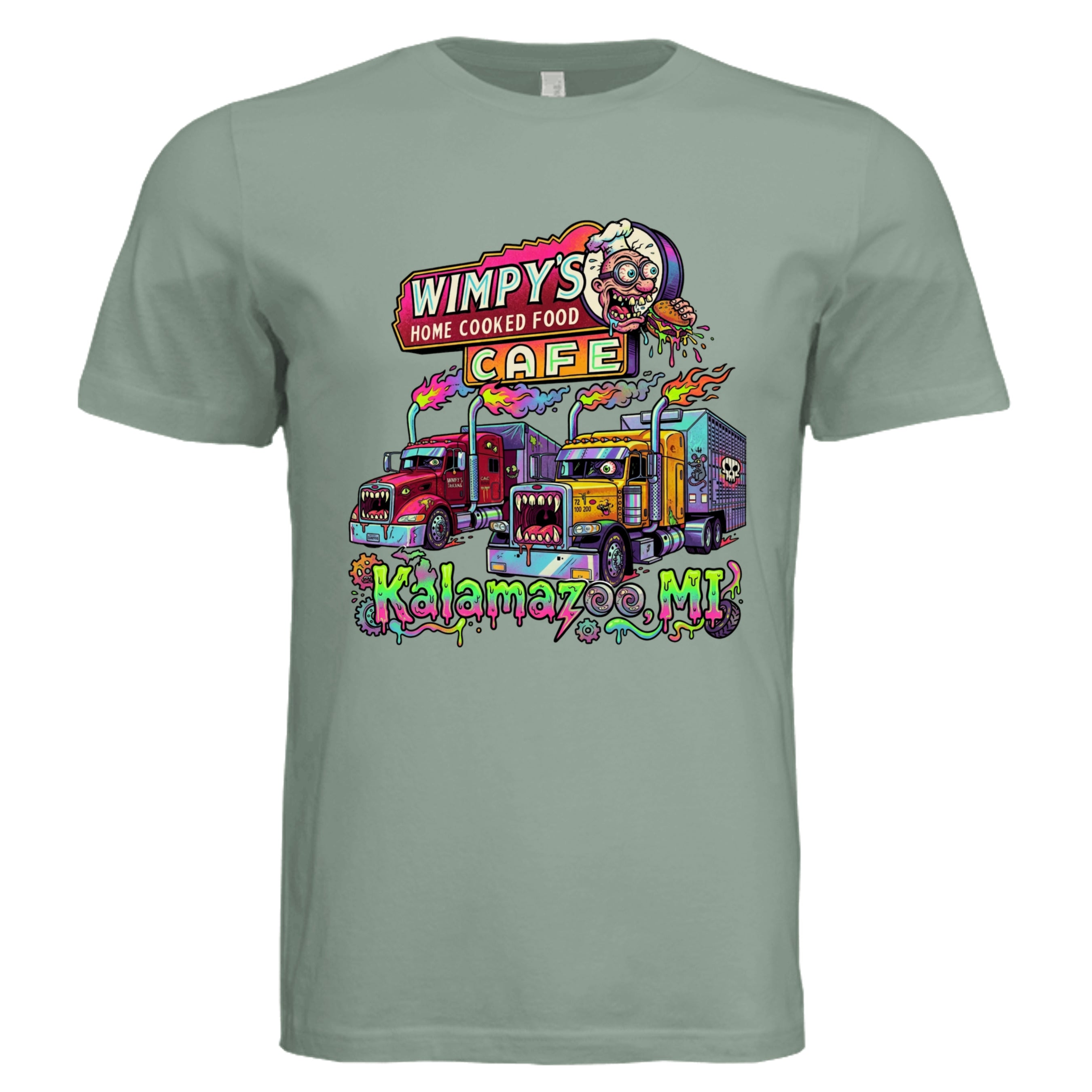 Sage - Michigan Truck low brow trucker graphic tee — Carz collection by Stu Borncat Creations