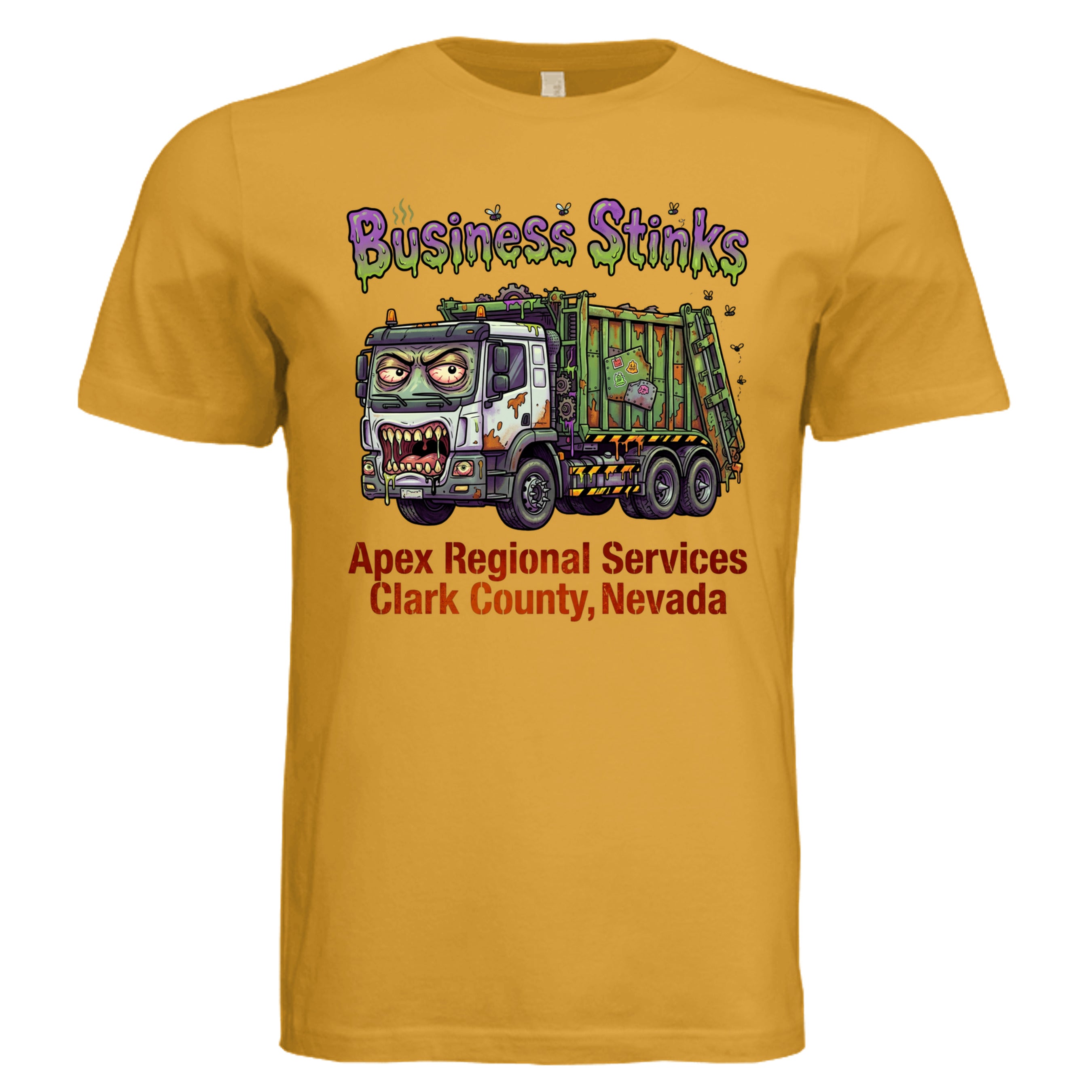 Mustard - Nevada Truck low brow trucker graphic tee — Carz collection by Stu Borncat Creations