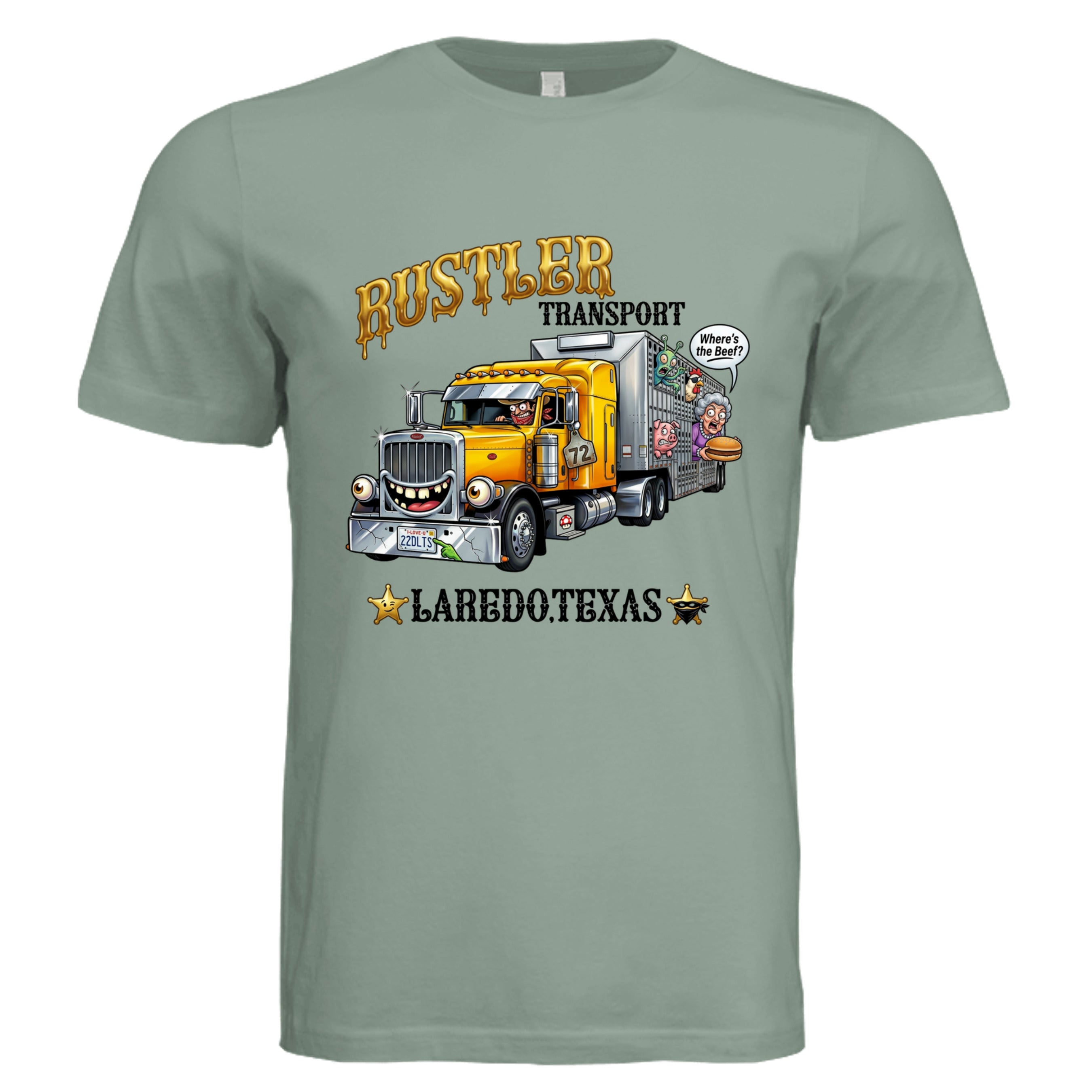 Sage - Texas Truck low brow trucker graphic tee — Carz collection by Stu Borncat Creations