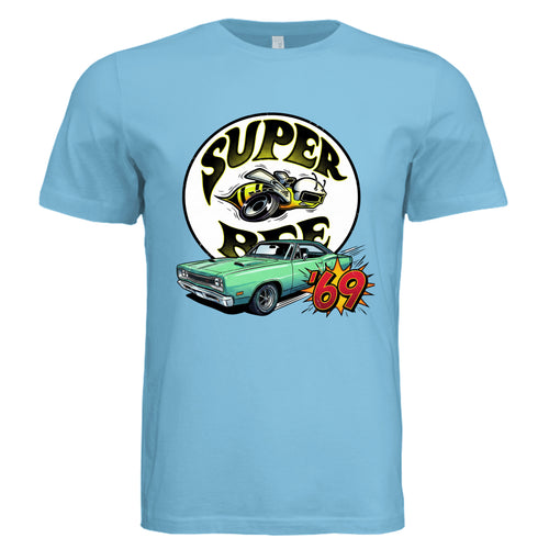 TURQUOISE -69 Dodge Super Bee comic car lover graphic tee — Carz collection by Stu Borncat Creations