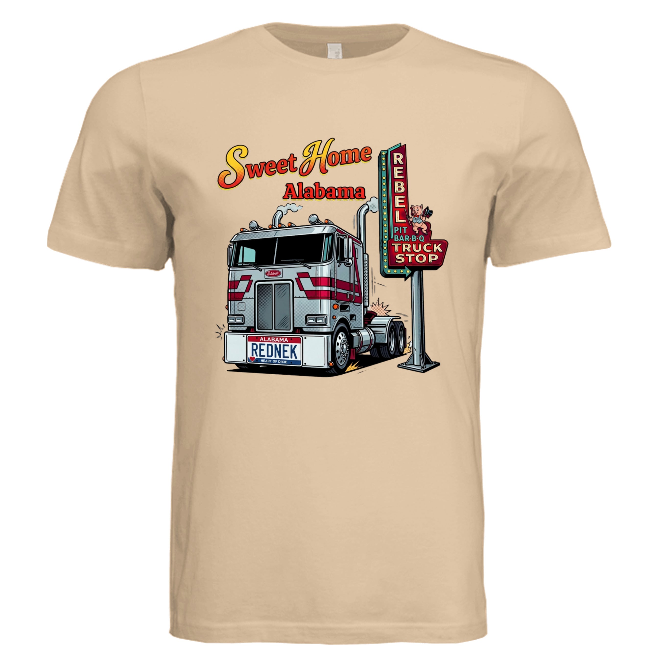 Sand Dune - Alabama Rednek comic trucker graphic tee — Carz collection by Stu Borncat Creations