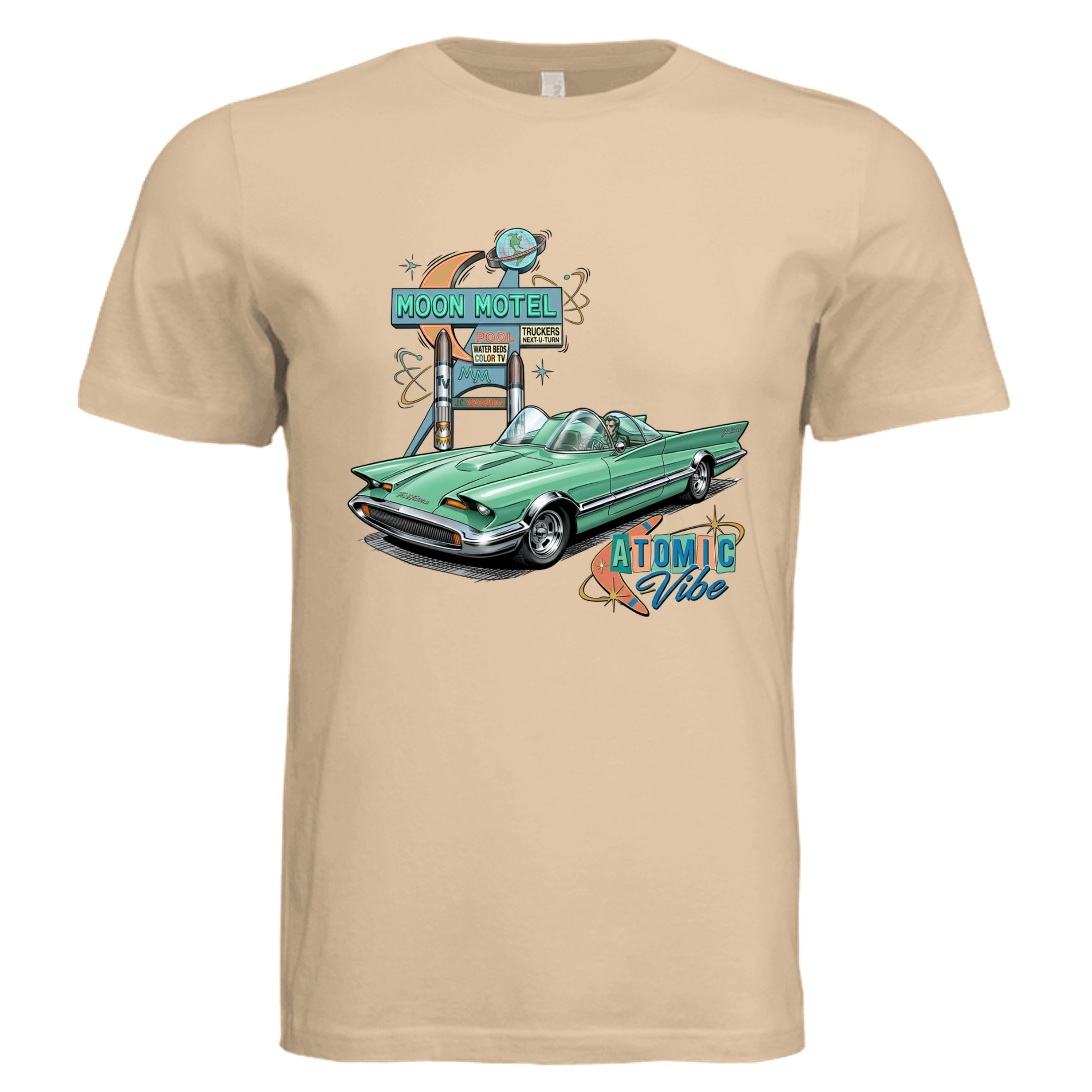 Sand Dune - Atomic Vibe comic car lover graphic tee — Carz collection by Stu Borncat Creations
