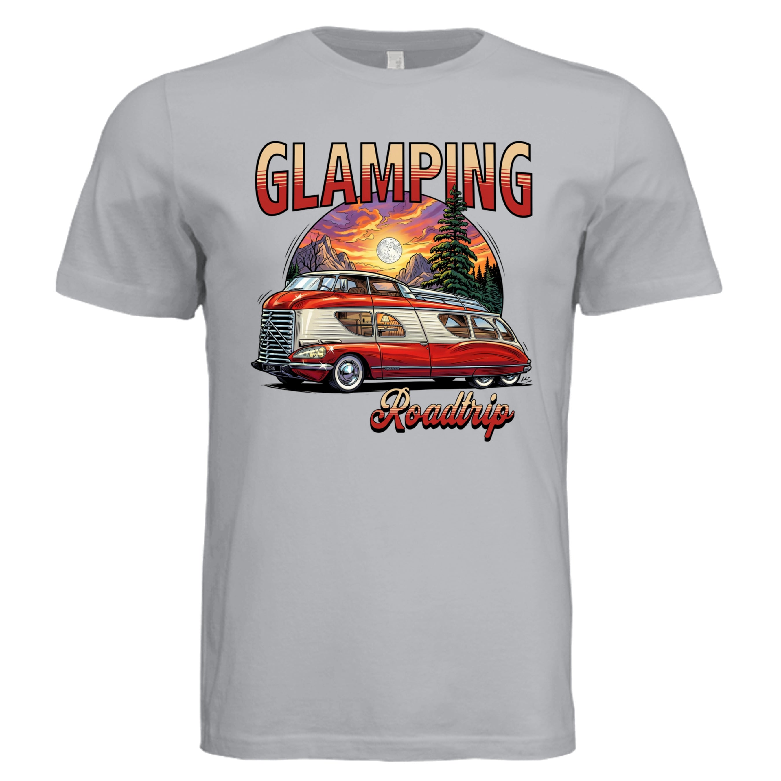 Solid Athletic Grey - Glamping comic camping lover graphic tee — Carz collection by Stu Borncat Creations