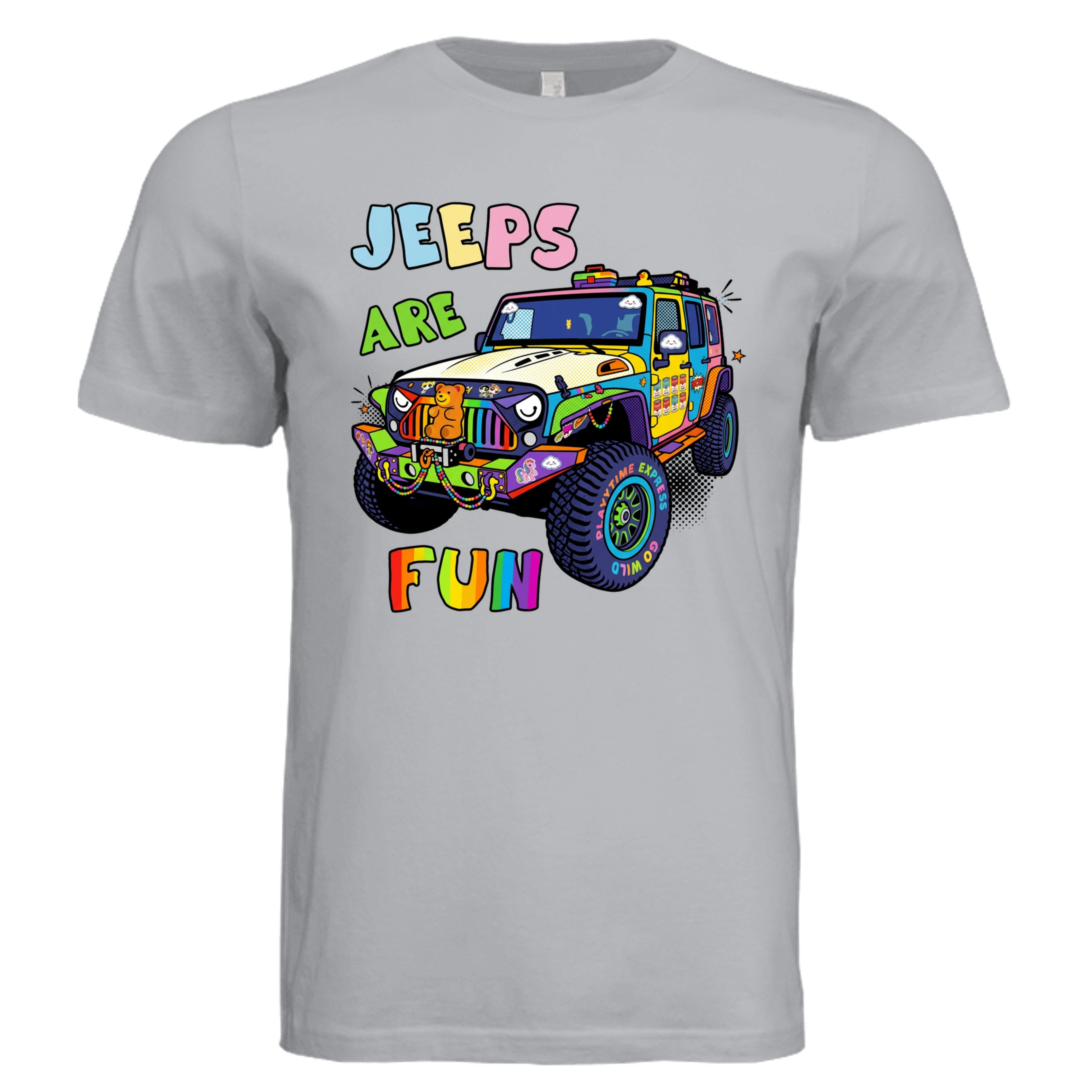 Solid Athletic Grey - Jeeps are Fun comic Jeep lover graphic tee — Carz collection by Stu Borncat Creations