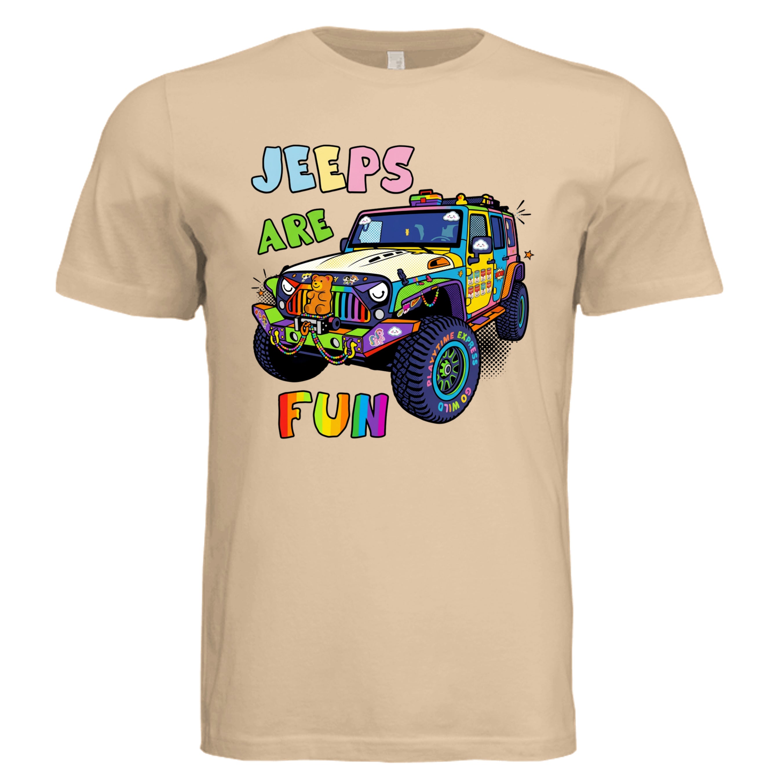 Sand Dune - Jeeps are Fun comic Jeep lover graphic tee — Carz collection by Stu Borncat Creations