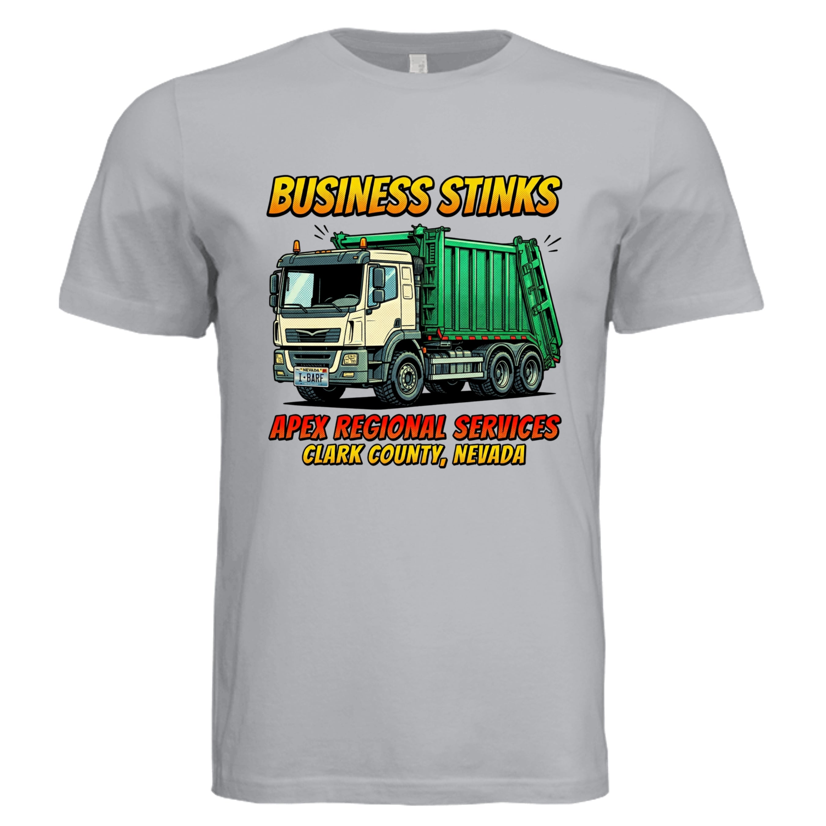 Solid Athletic Grey - Nevada Garbage Truck comic trucker graphic tee — Carz collection by Stu Borncat Creations