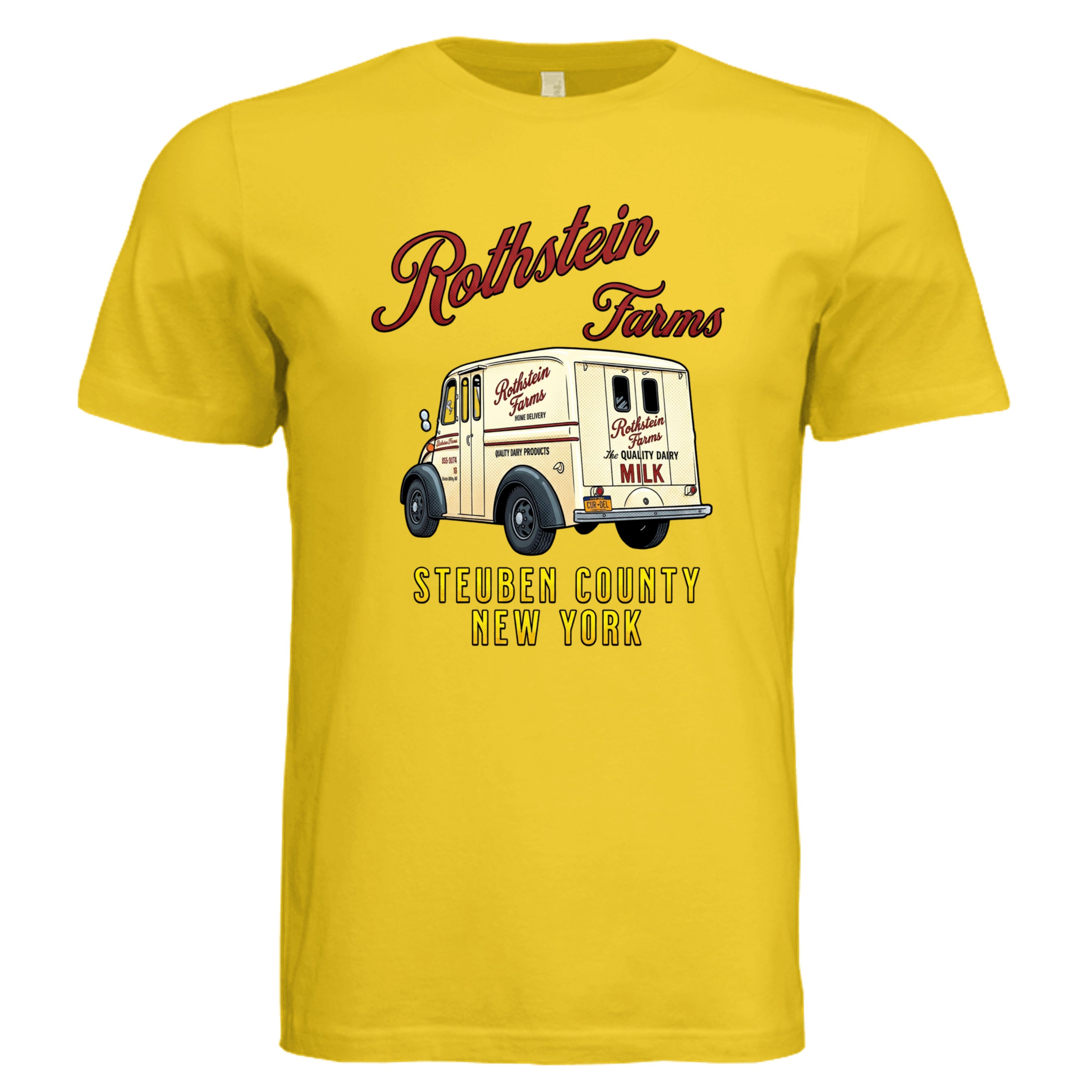 MAIZE YELLOW - New York Milktruck comic trucker graphic tee — Carz collection by Stu Borncat Creations