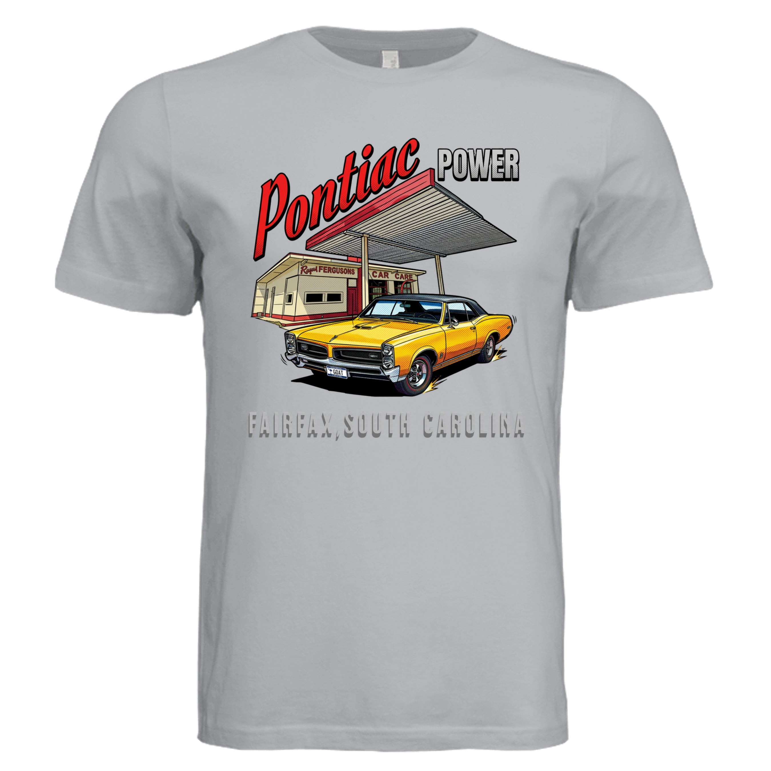 Solid Athletic Grey - Pontiac Power comic car lover graphic tee — Carz collection by Stu Borncat Creations