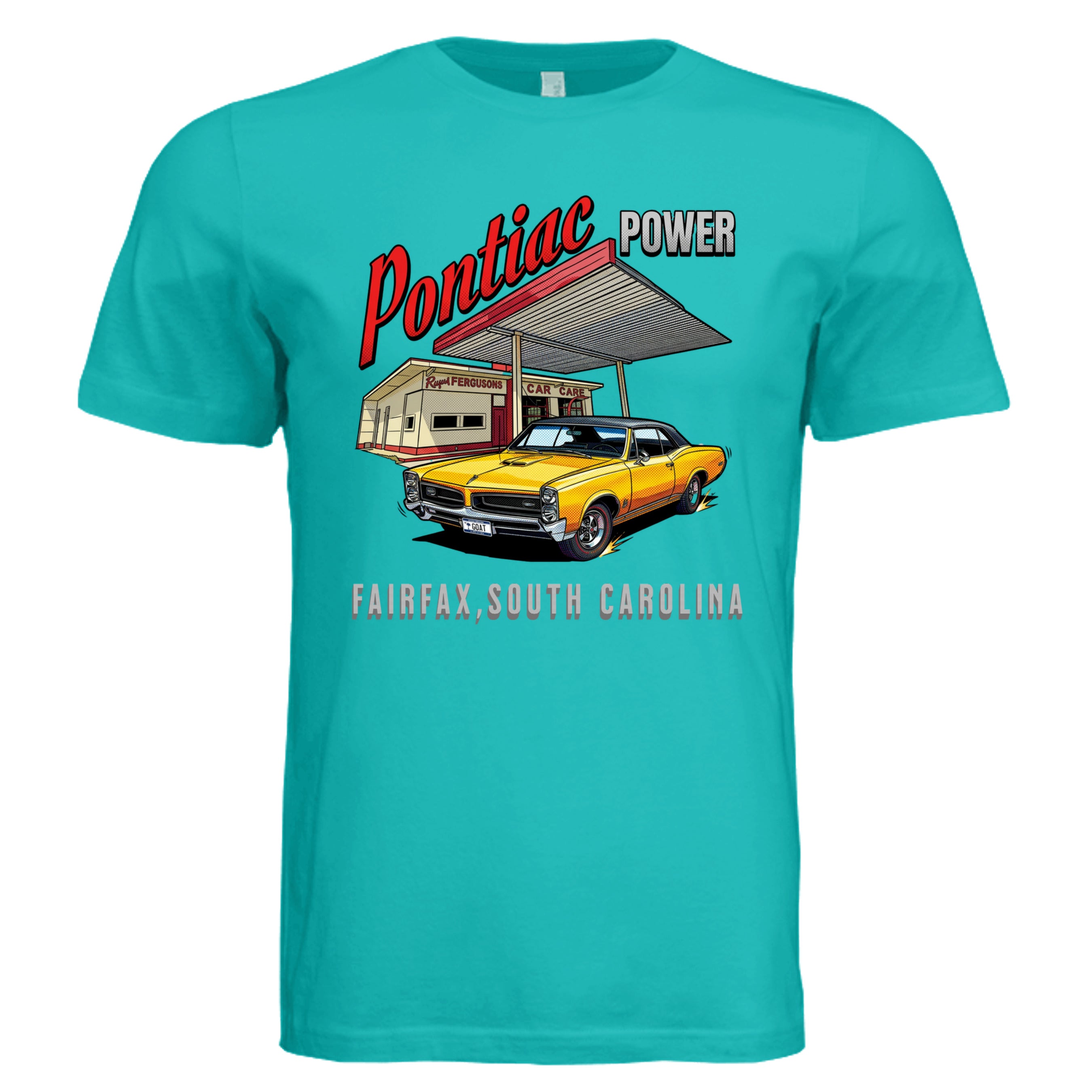 TEAL - Pontiac Power comic car lover graphic tee — Carz collection by Stu Borncat Creations