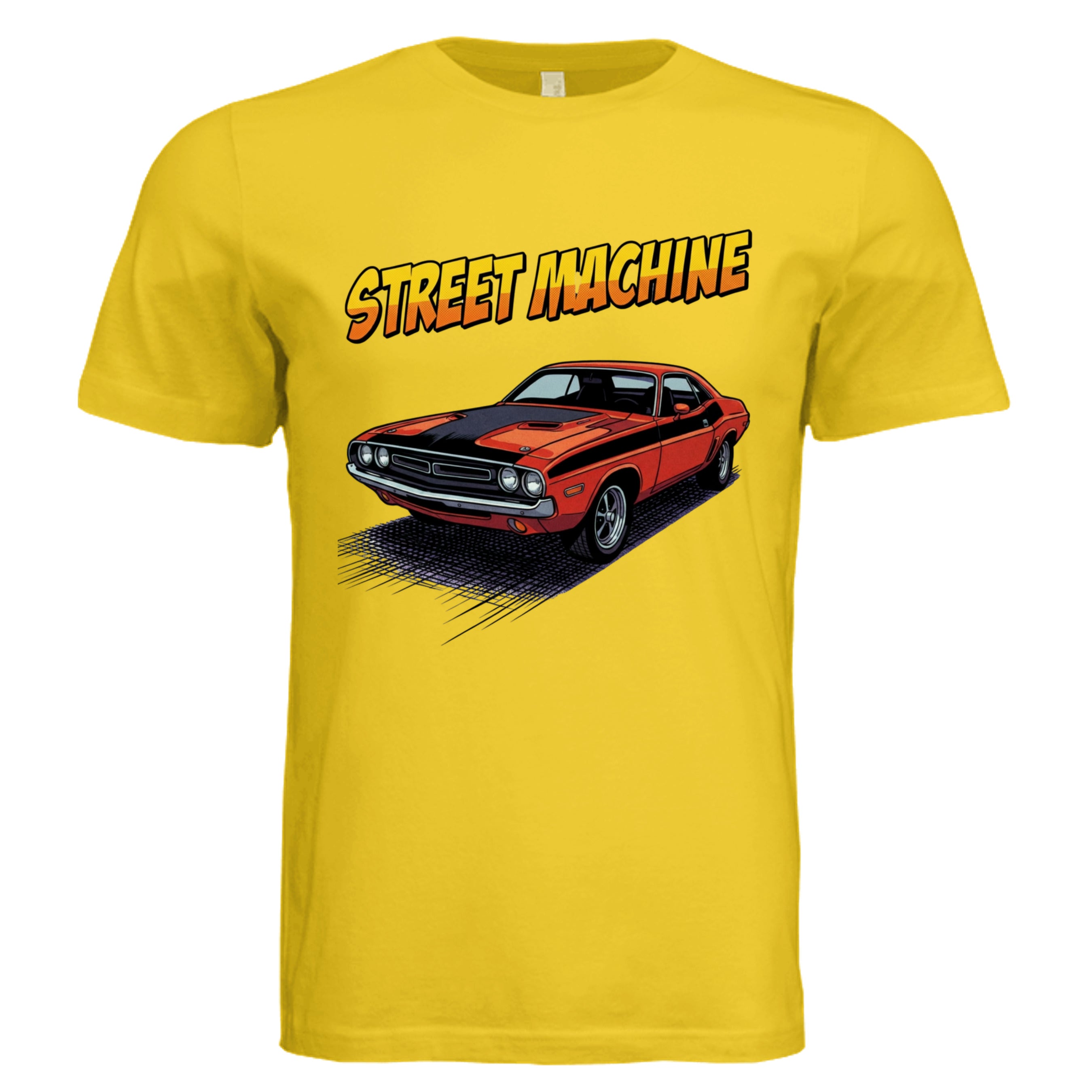 MAIZE YELLOW -  — Street Machine comic car lover graphic tee — Carz collection by Stu Borncat Creations