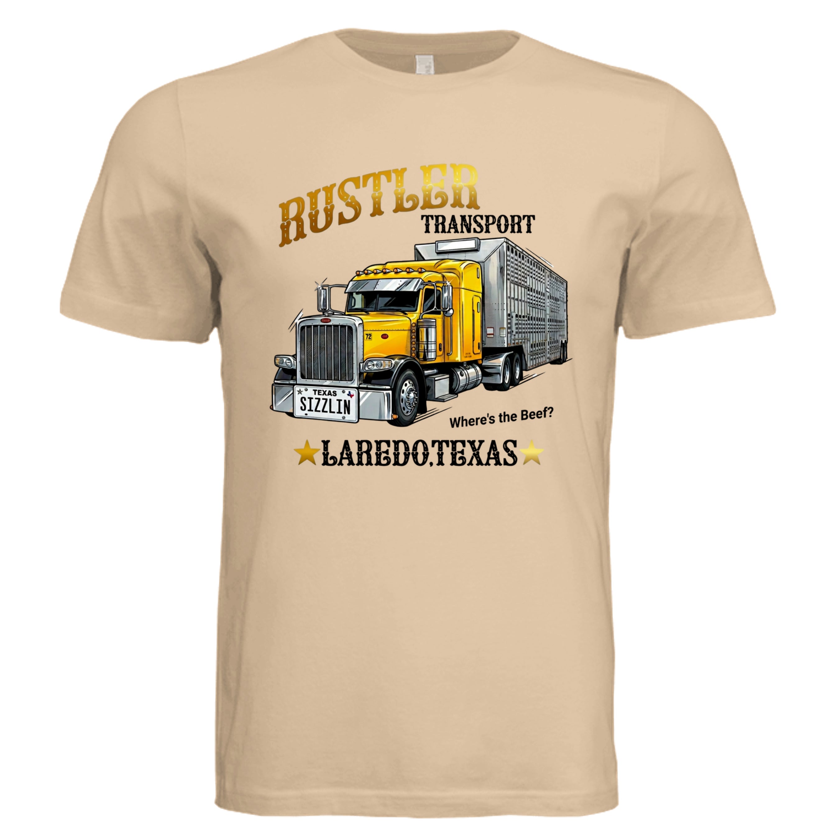 Sand Dune - Texas Rustler comic trucker graphic tee — Carz collection by Stu Borncat Creations